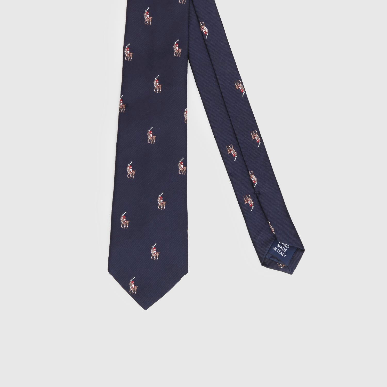 CRAVATTA DI SETA BLU NAVY CON PONY RICAMATI - annameglio.com abbigliamento moda