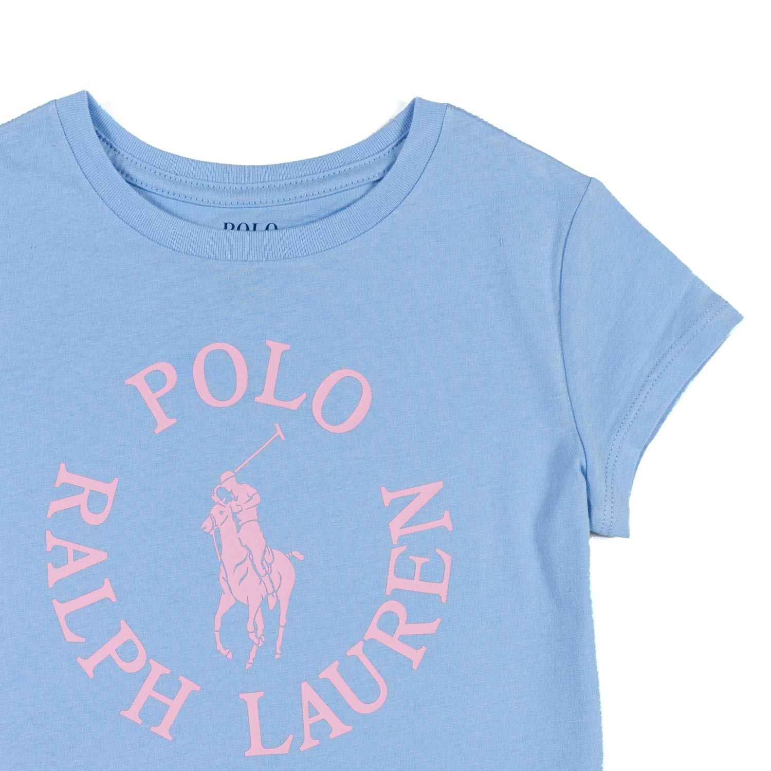 T-SHIRT CELESTE CON STAMPA LOGO ROSA BAMBINA TEEN - annameglio.com abbigliamento moda