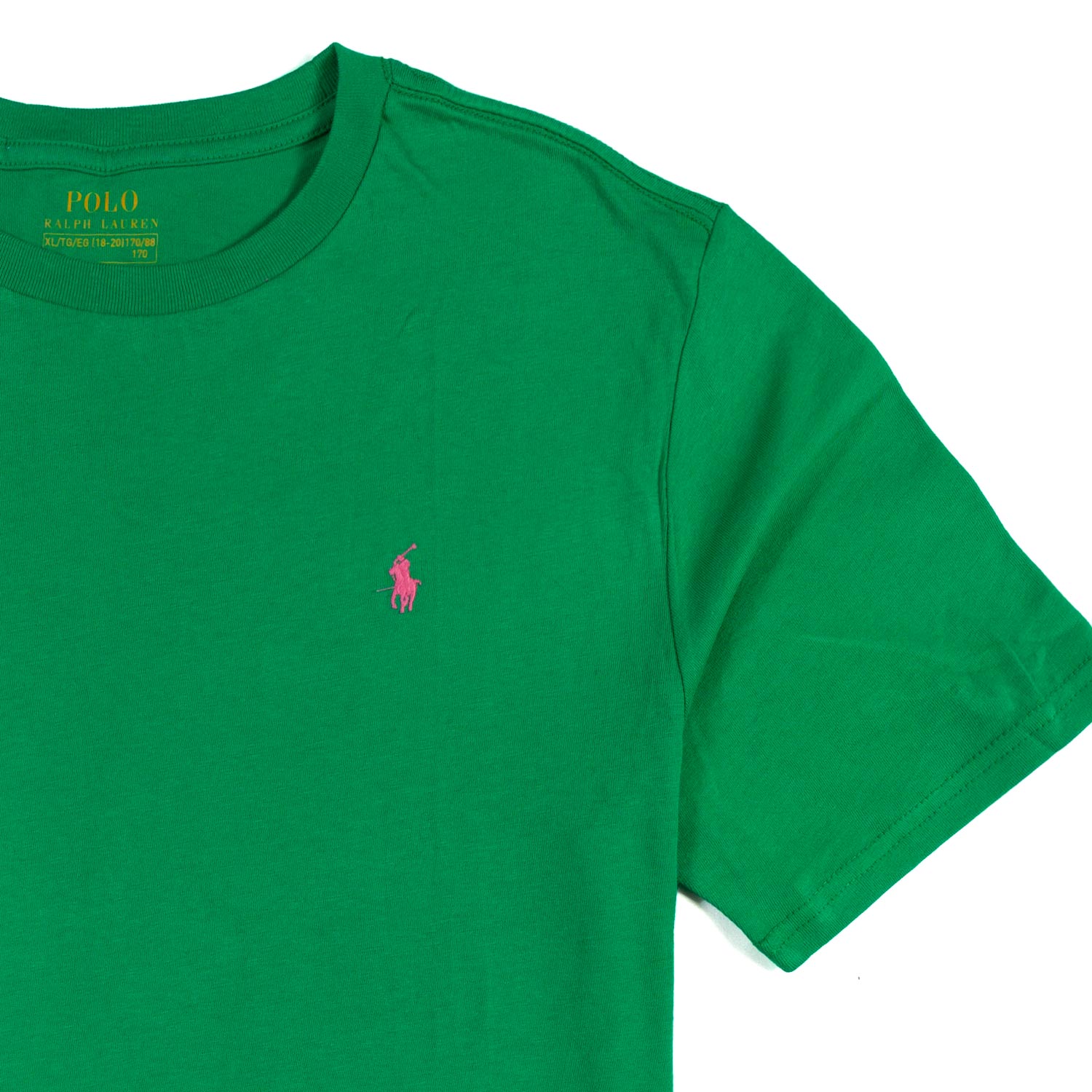 T-SHIRT RL VERDE CON PONY FUCSIA BAMBINO TEENAGER - annameglio.com abbigliamento moda