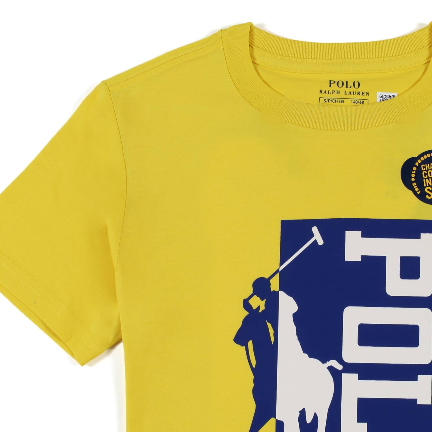 T-SHIRT GIALLA CON MAXI STAMPA BLU E BIANCA - annameglio.com abbigliamento moda