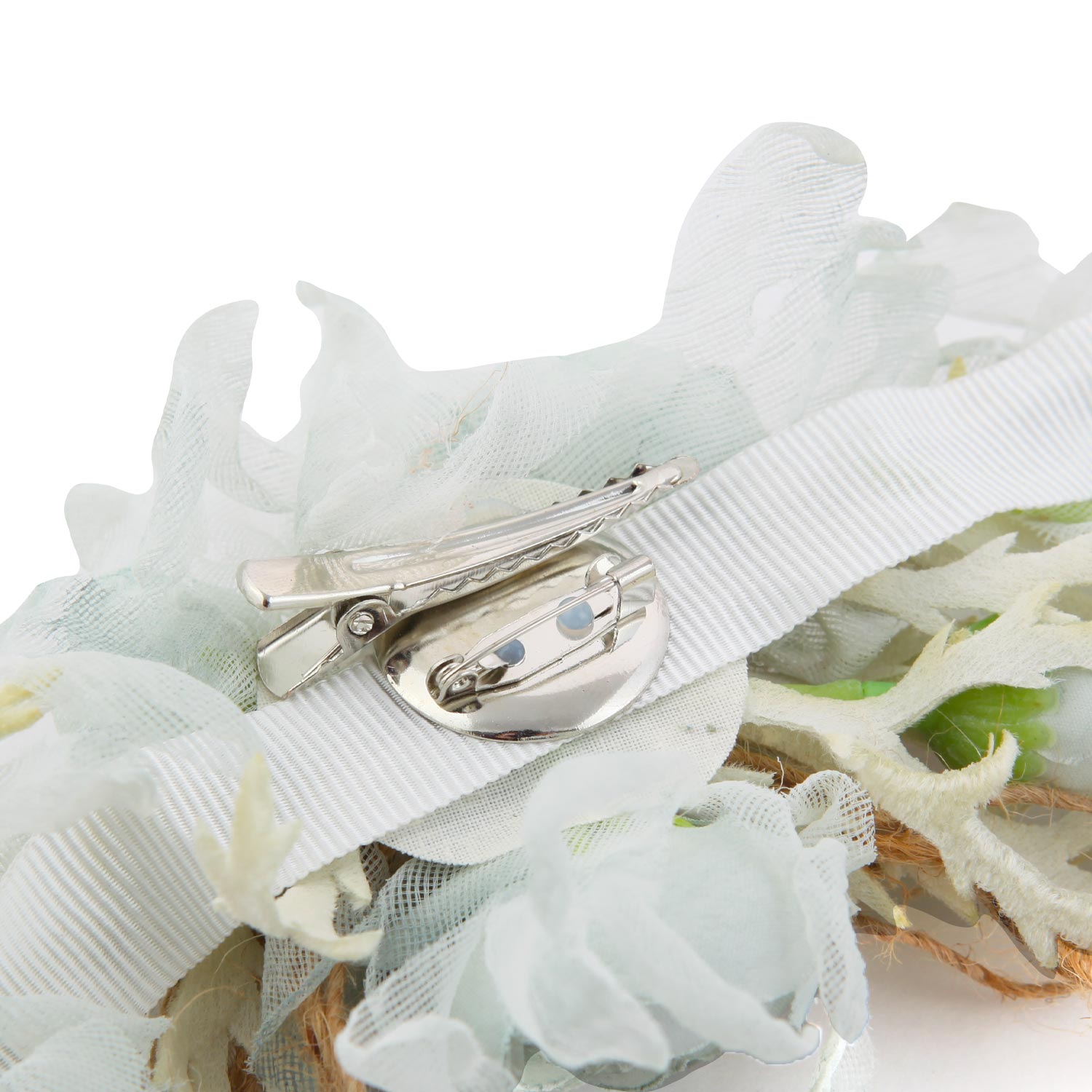 FERMAGLIO FLOREALE ACQUAMARINA E BIANCO - annameglio.com abbigliamento moda