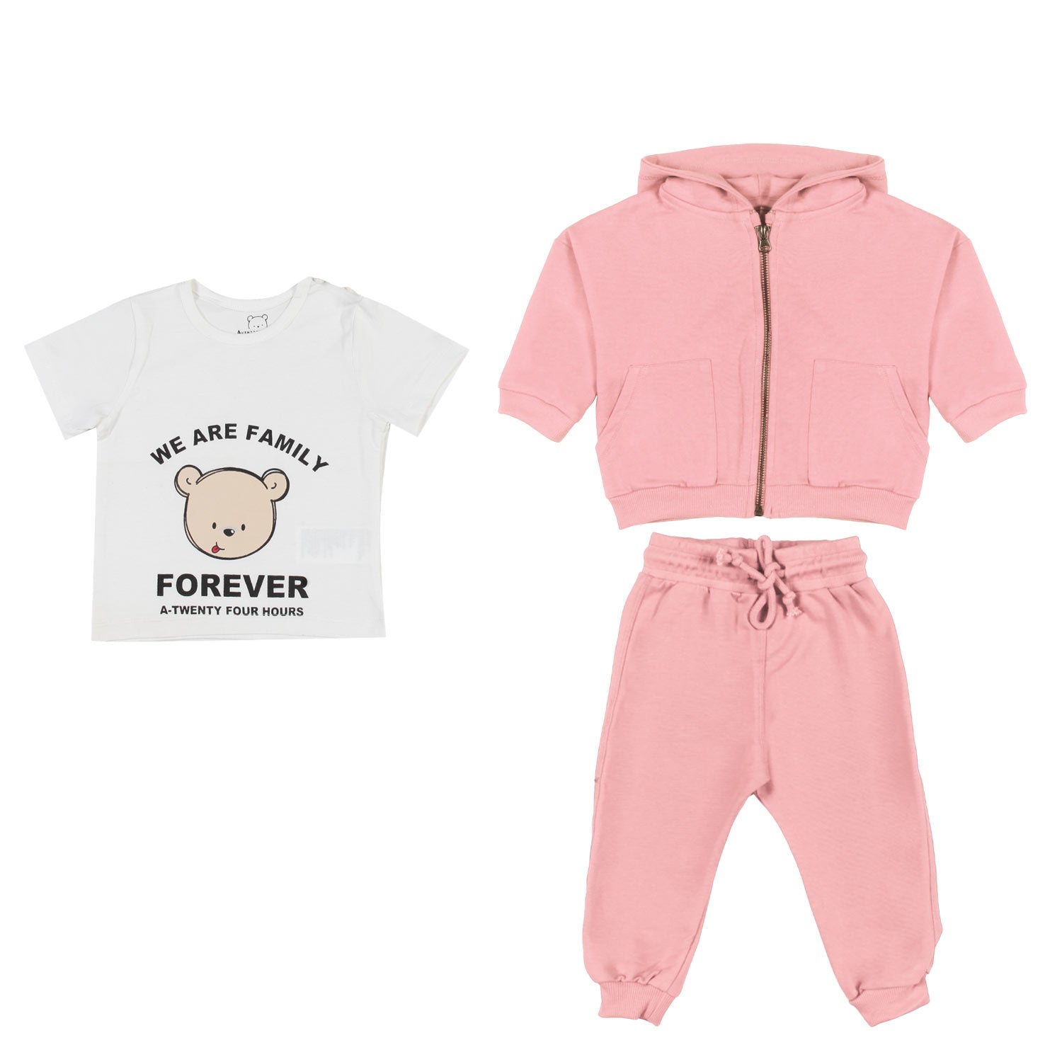 SET TUTA 3 PEZZI ROSA E BIANCA BIMBA - annameglio.com abbigliamento moda