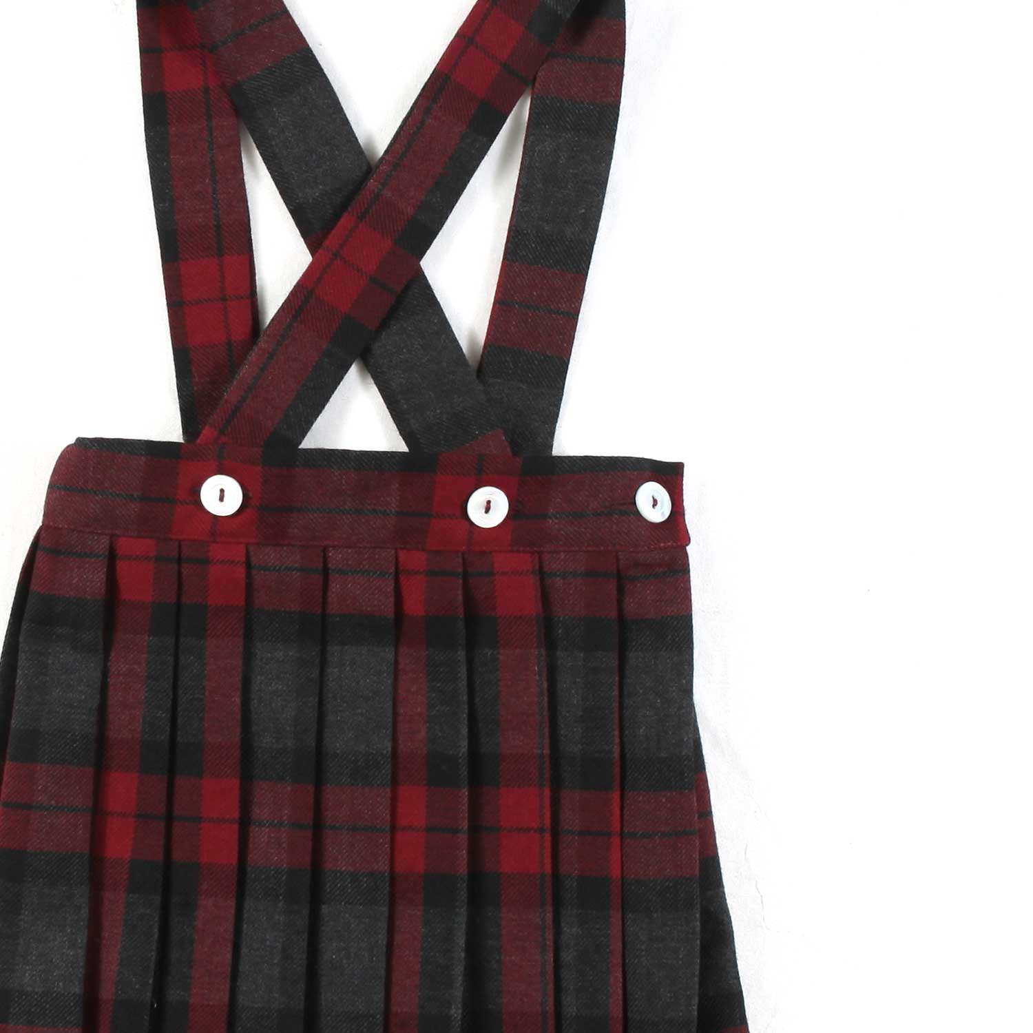 GONNA TARTAN RUBINO CON BRETELLE BIMBA - annameglio.com abbigliamento moda