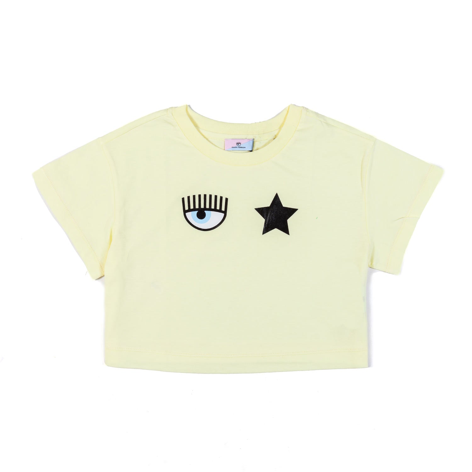 T-shirt cropped eye star gialla - annameglio.com abbigliamento moda