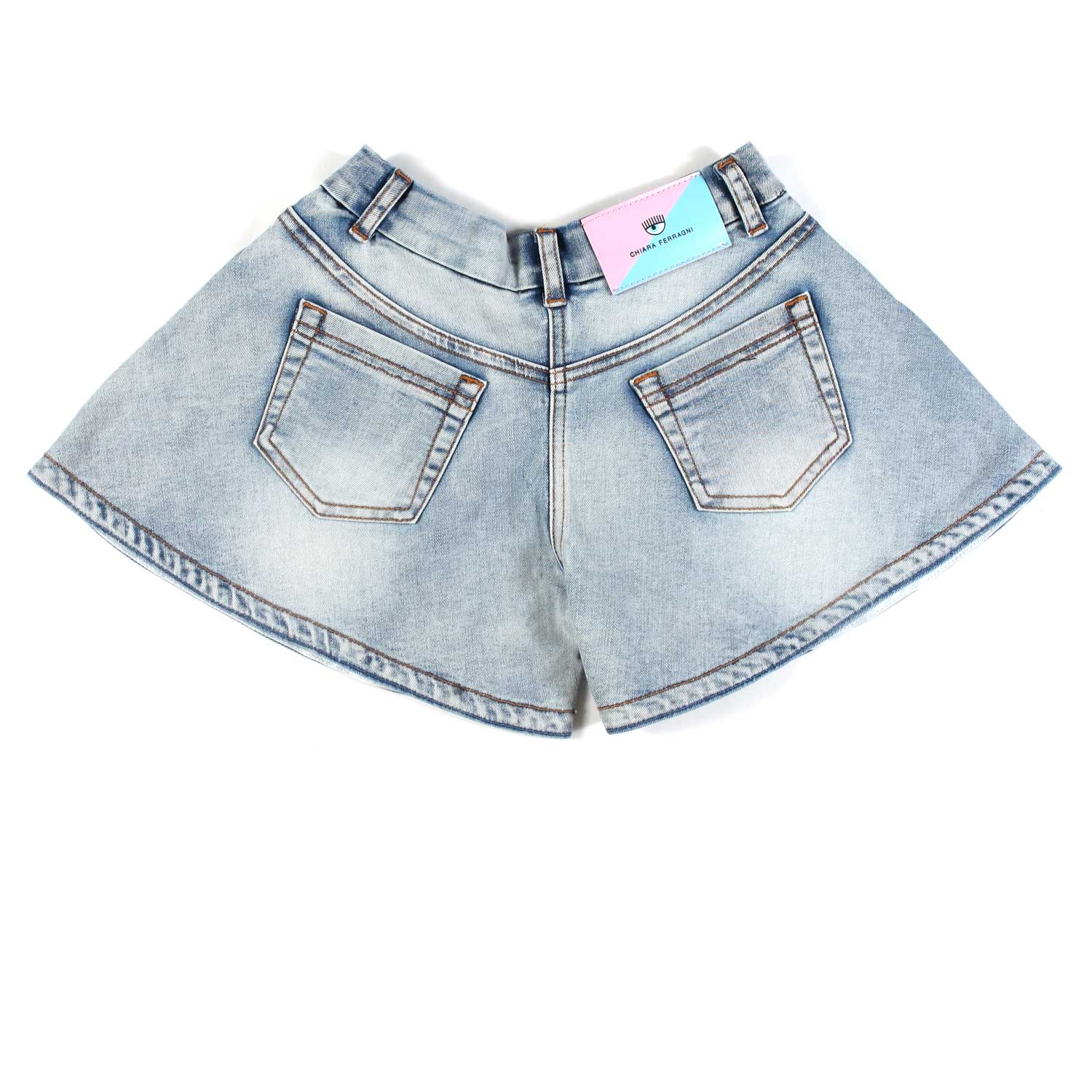 SHORTS EYE STAR DENIM CHIARO BAMBINA - annameglio.com abbigliamento moda