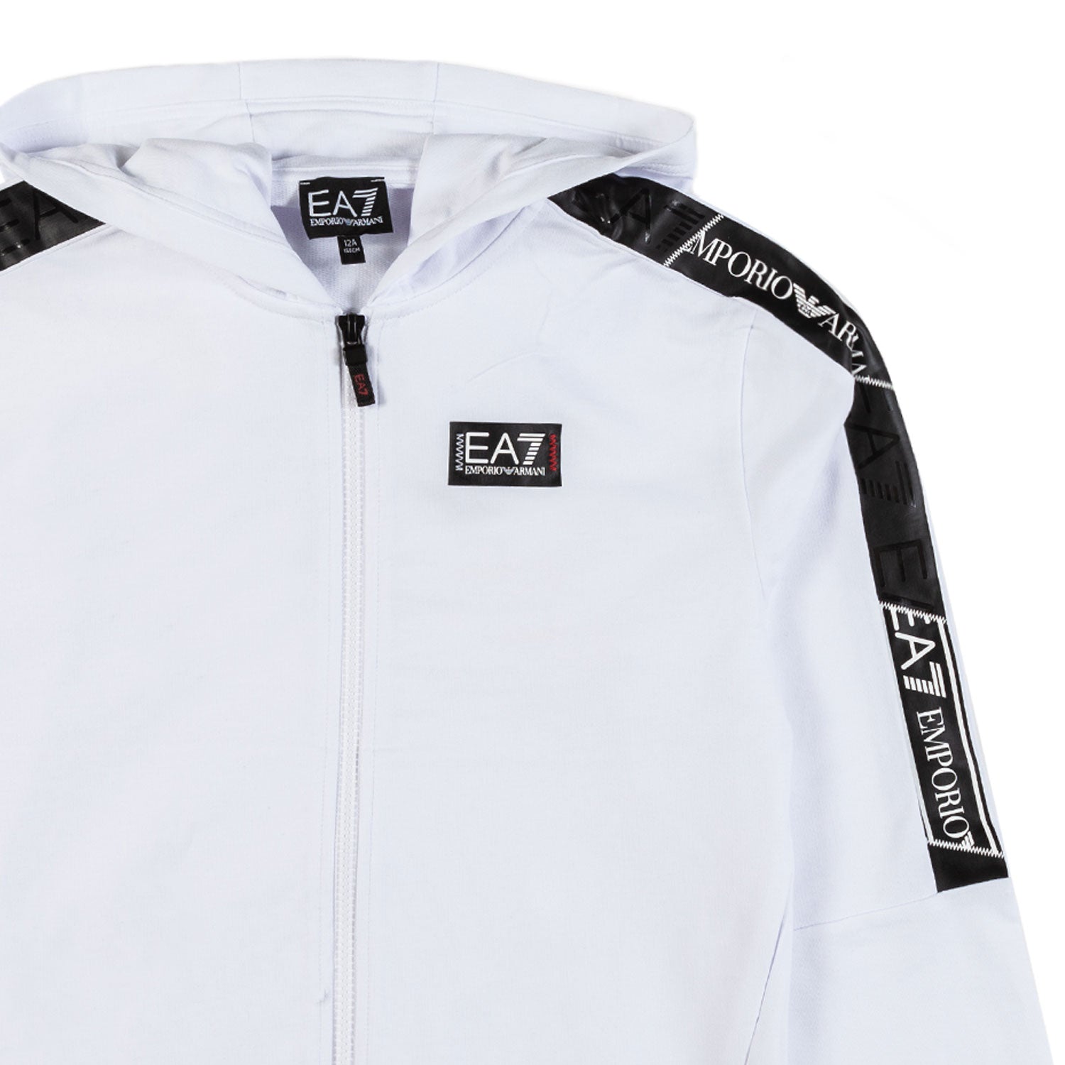 FELPA HOODIE BIANCA CON LOGO TAPE EA7 NERO - annameglio.com abbigliamento moda