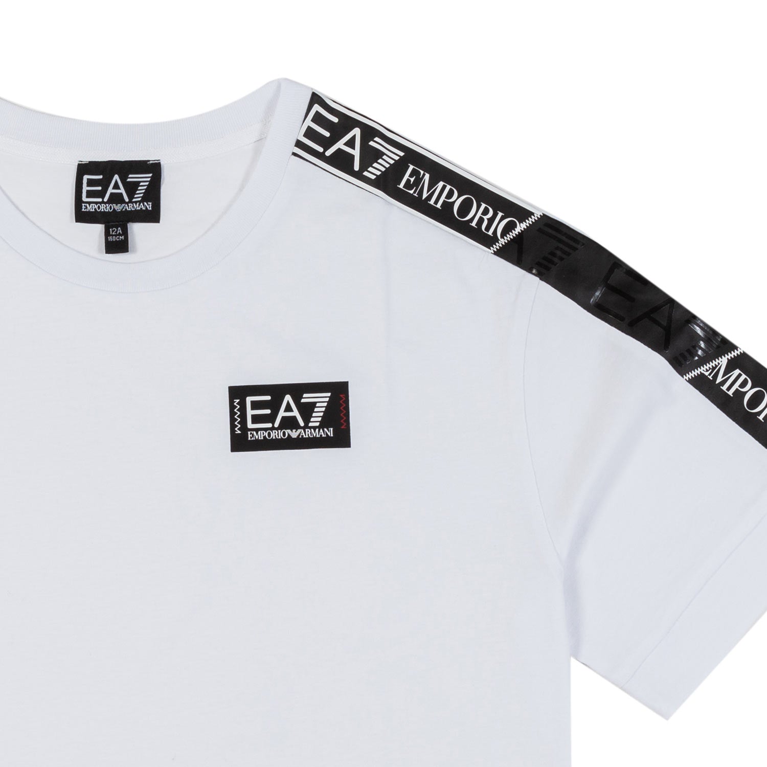 T-SHIRT BIANCA CON LOGO TAPE EA7 NERO - annameglio.com abbigliamento moda