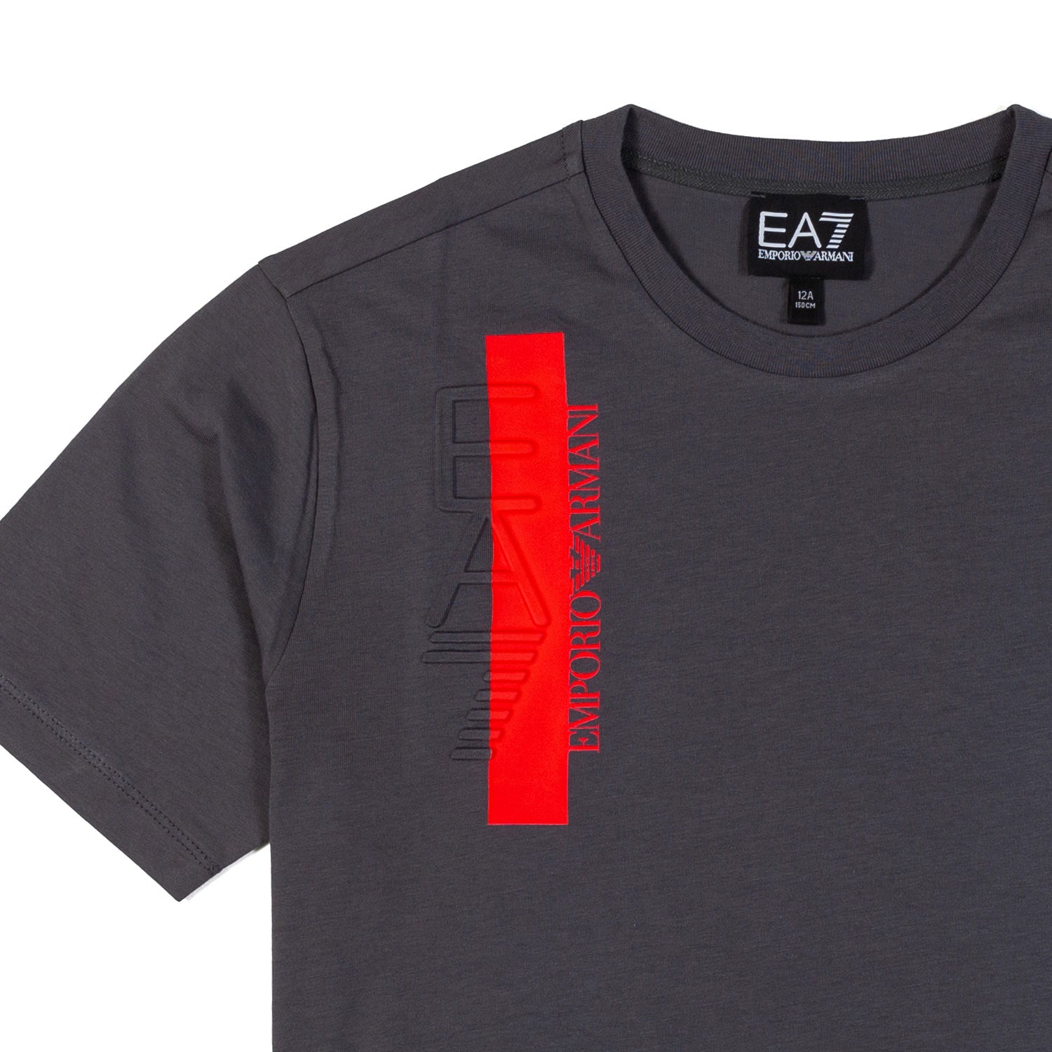 T-SHIRT GRIGIO SCURO CON LOGHI EA7 ROSSI - annameglio.com abbigliamento moda