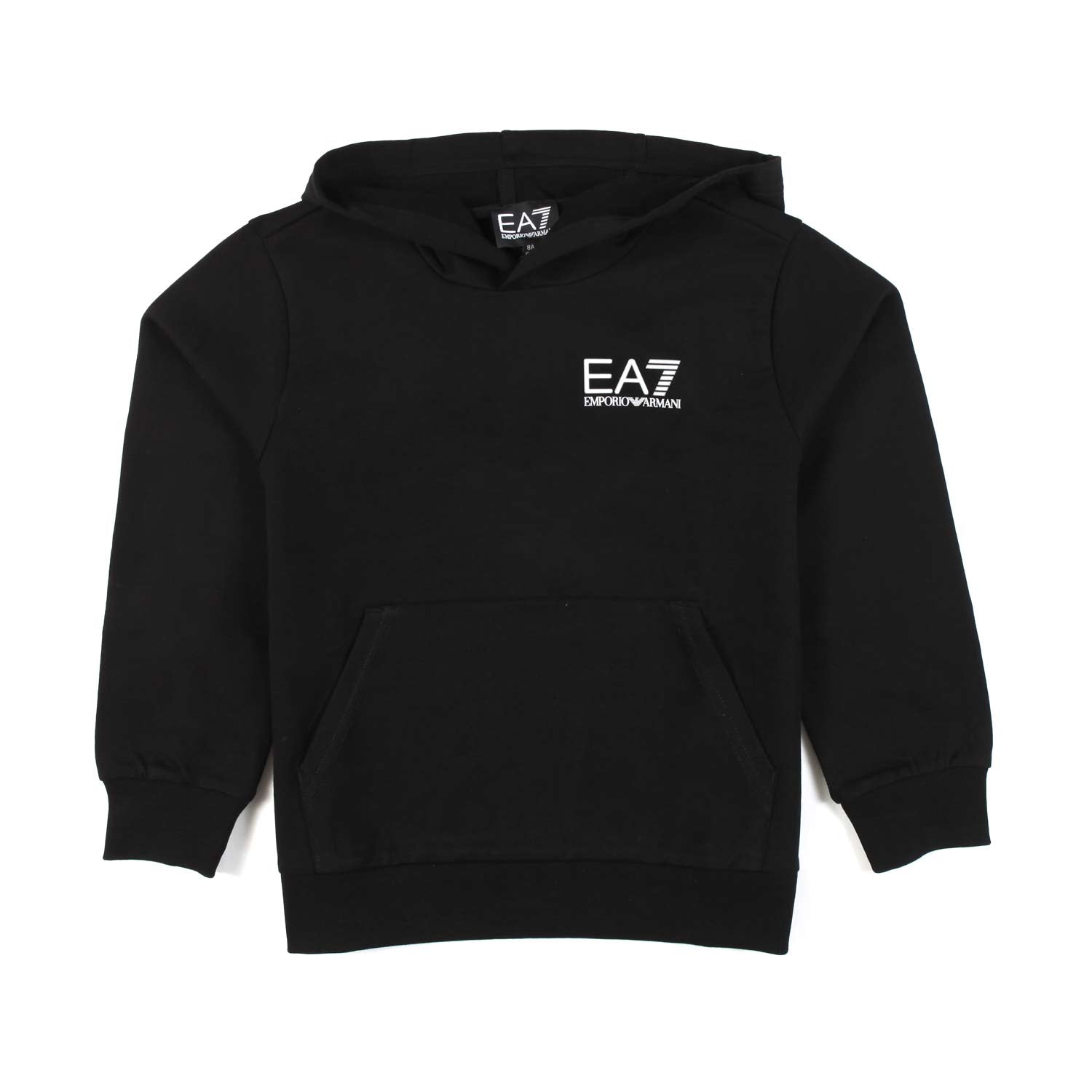FELPA HOODIE NERA CON LOGO EA7 BIANCO - annameglio.com abbigliamento moda