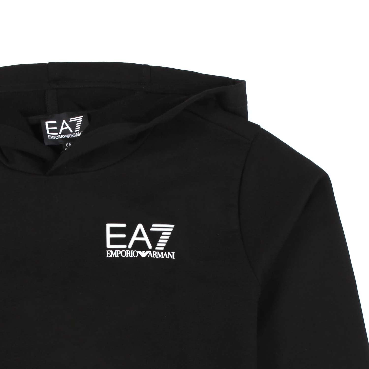 FELPA HOODIE NERA CON LOGO EA7 BIANCO - annameglio.com abbigliamento moda