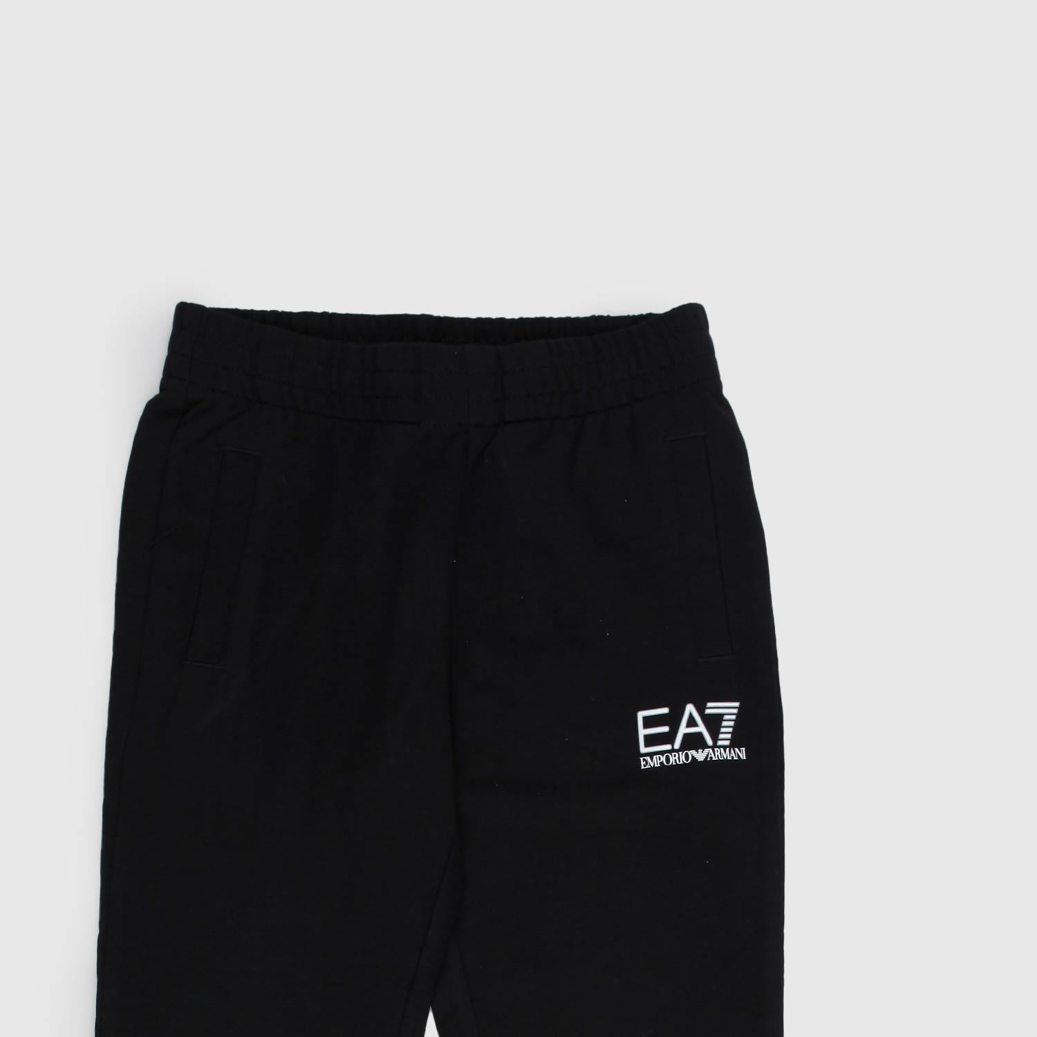 PANTALONE FELPA NERO CON LOGO GOMMATO EA7 BIANCO - annameglio.com abbigliamento moda