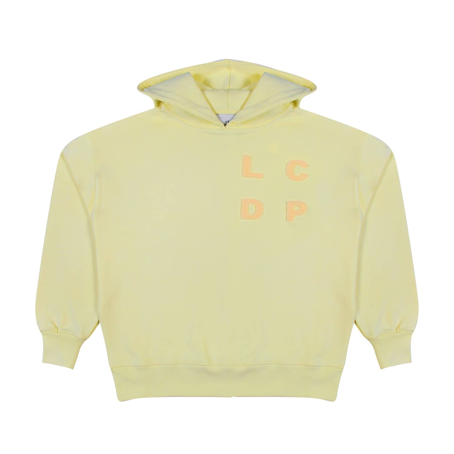 FELPA HOODIE GIALLO CHIARO CON LOGO IN SPUGNA - annameglio.com abbigliamento moda