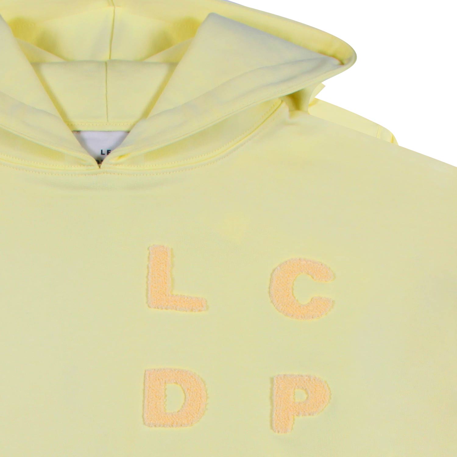 FELPA HOODIE GIALLO CHIARO CON LOGO IN SPUGNA - annameglio.com abbigliamento moda