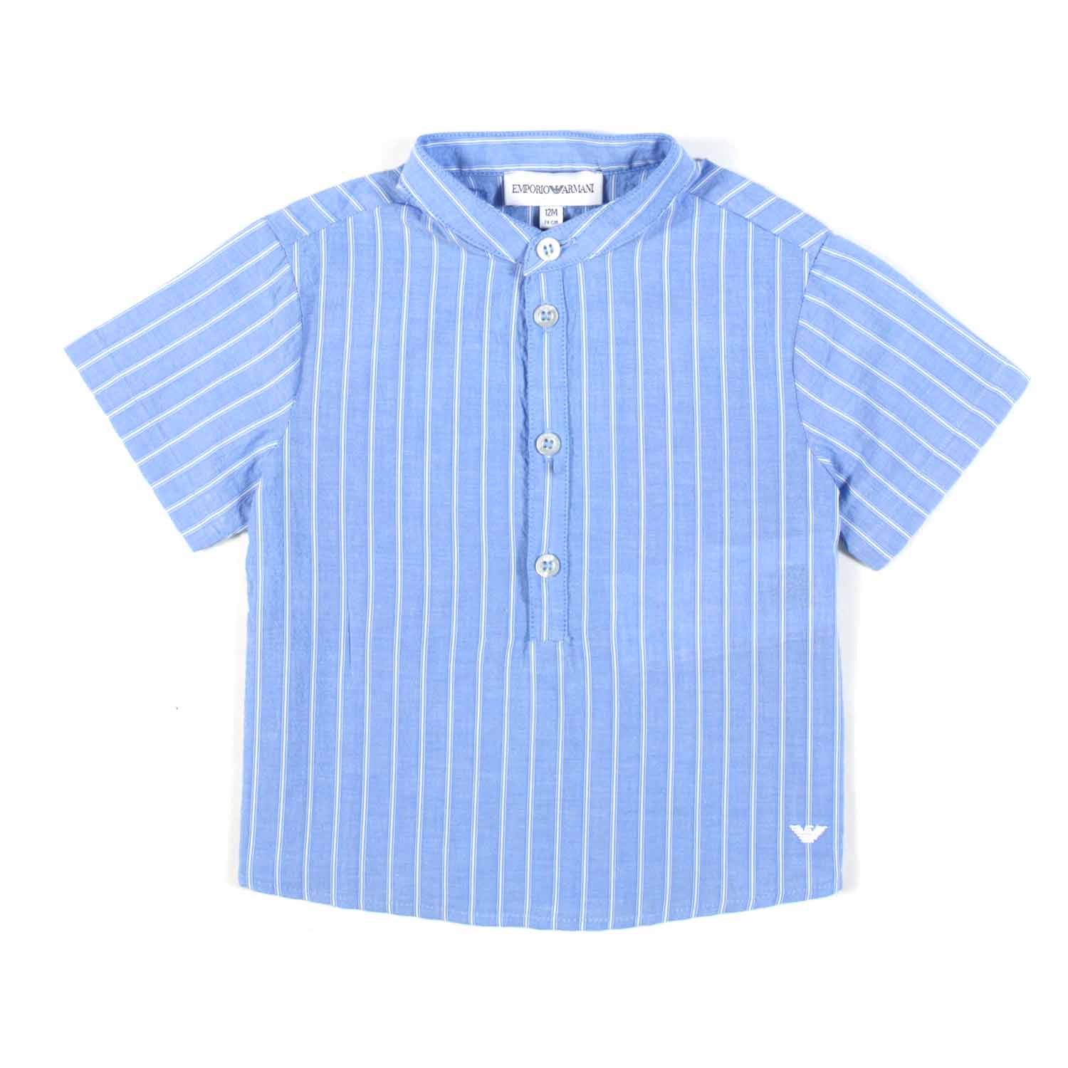 CAMICIA GURU MANICA CORTA AZZURRA A RIGHE BIMBO - annameglio.com abbigliamento moda