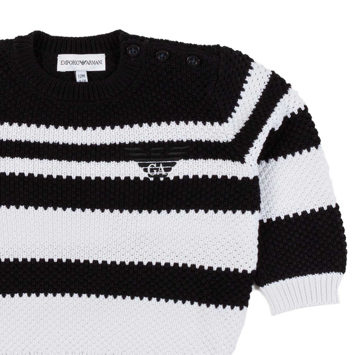 BABY PULLOVER JACQUARD BIANCO E BLU NAVY A STRISCE - annameglio.com abbigliamento moda