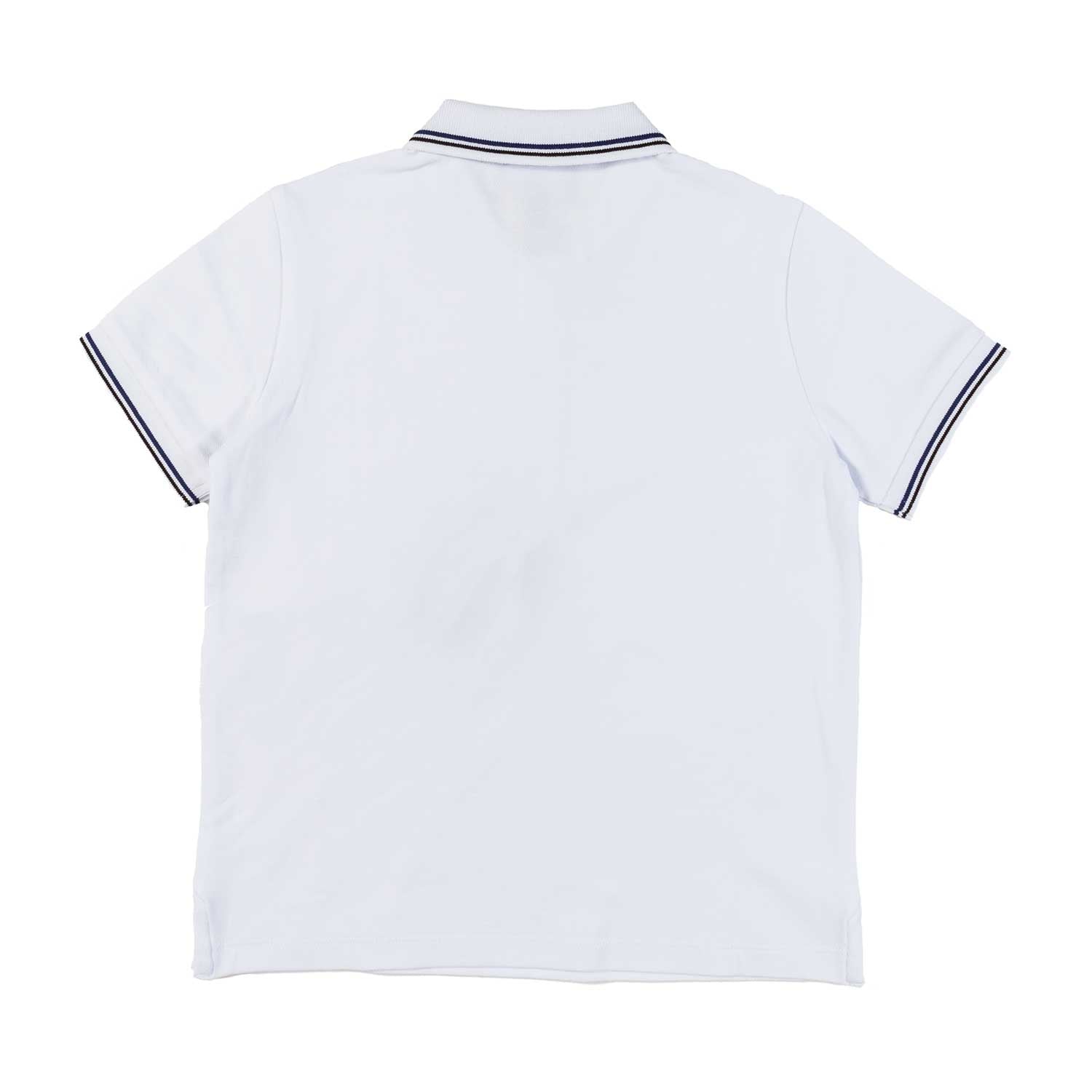 POLO BIANCA CON ORLI A RIGHE BLU NAVY - annameglio.com abbigliamento moda