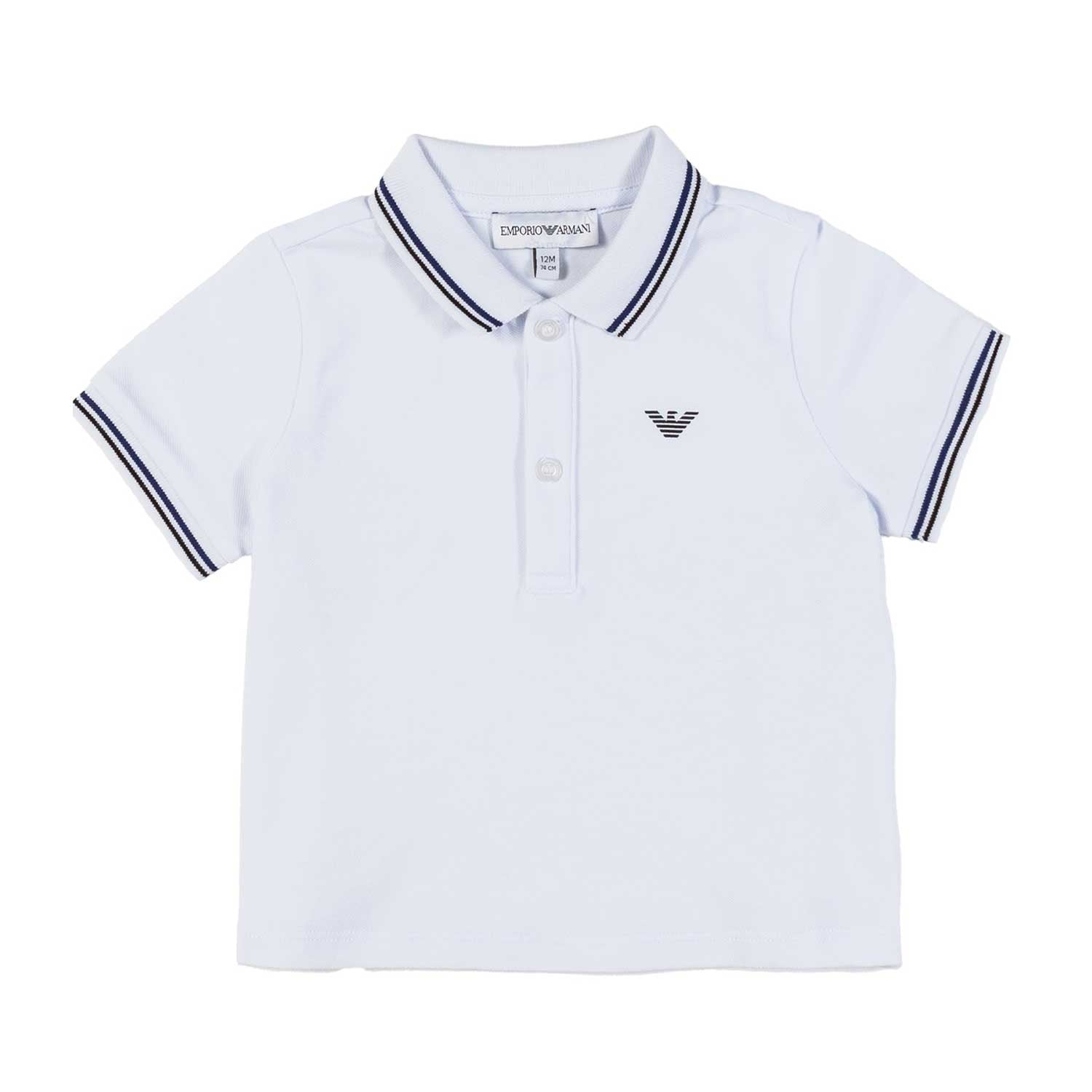 BABY POLO BIANCA CON ORLI A RIGHE BLU NAVY - annameglio.com abbigliamento moda