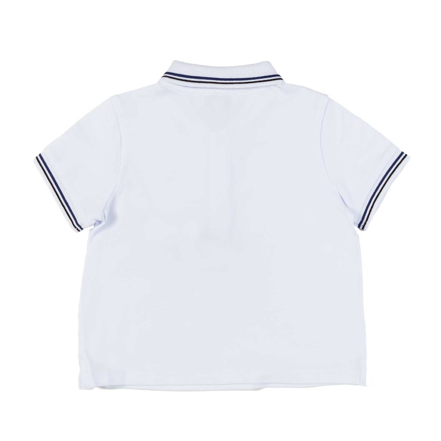 BABY POLO BIANCA CON ORLI A RIGHE BLU NAVY - annameglio.com abbigliamento moda
