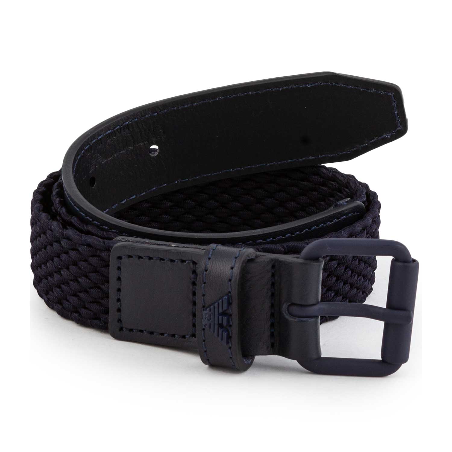 CINTURA BLU NAVY IN TESSUTO INTRECCIATO E PELLE - annameglio.com abbigliamento moda