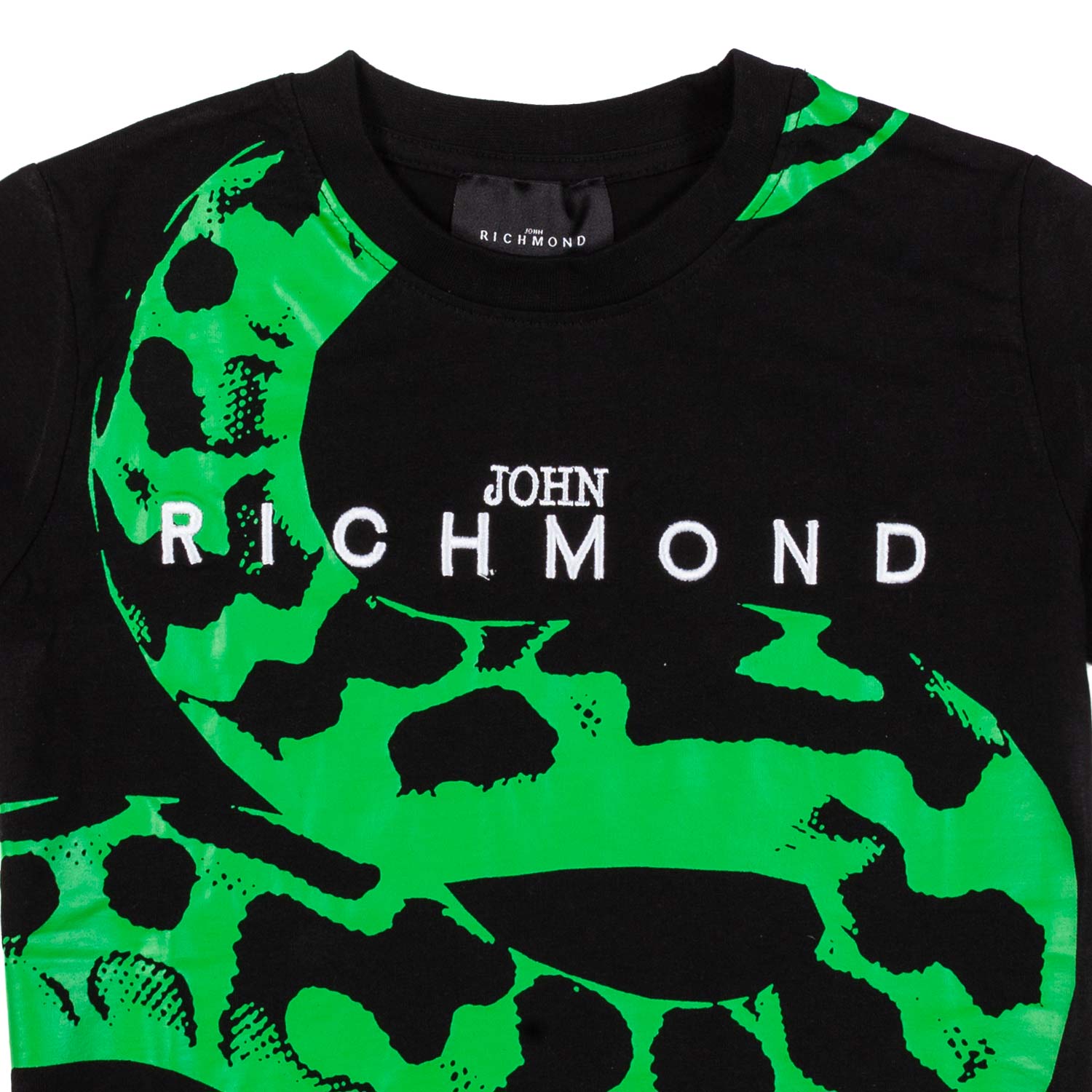 T-SHIRT NERA CON STAMPA VERDE FLUO - annameglio.com abbigliamento moda