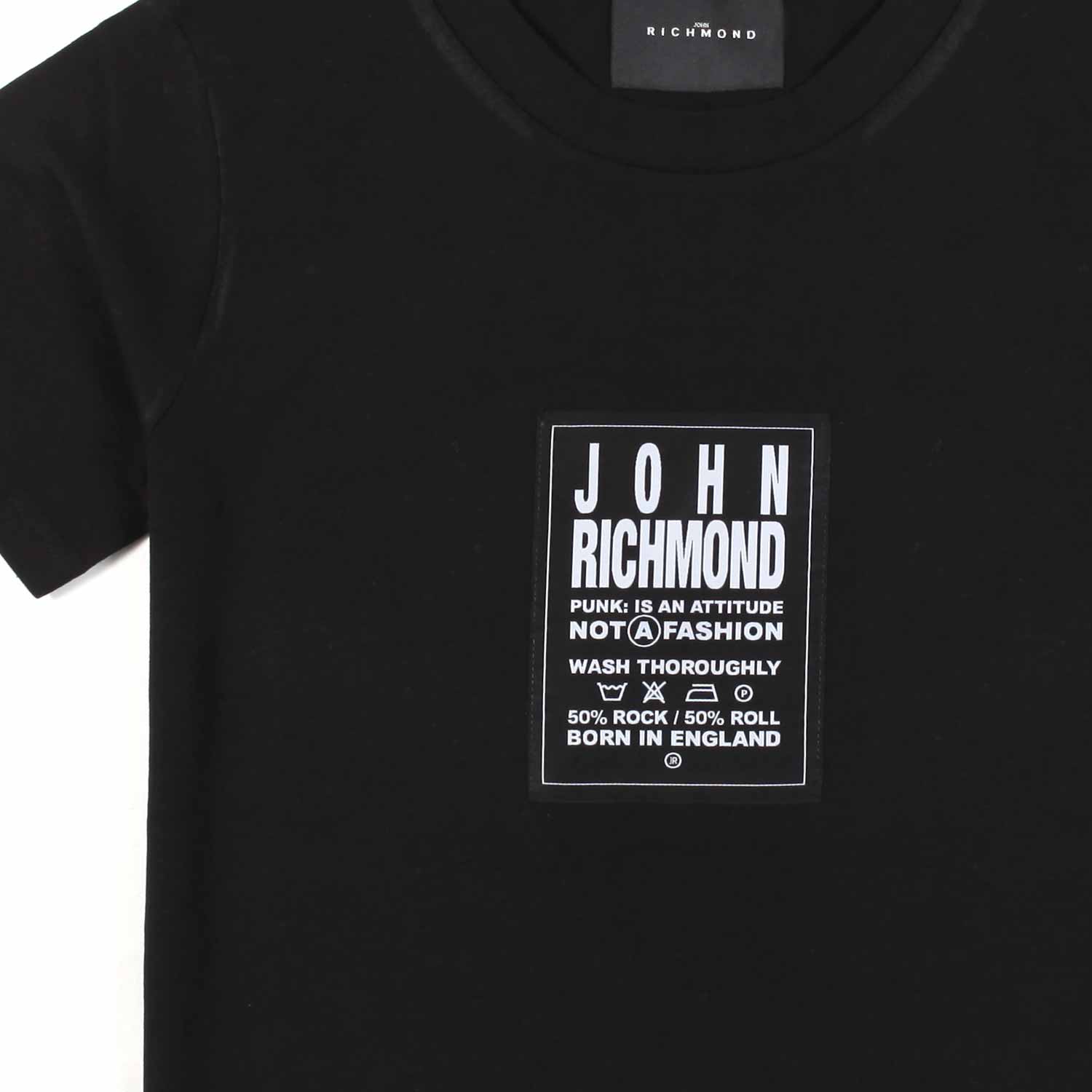 T-SHIRT UNISEX NERA CON STAMPE LOGO BIANCHE - annameglio.com abbigliamento moda