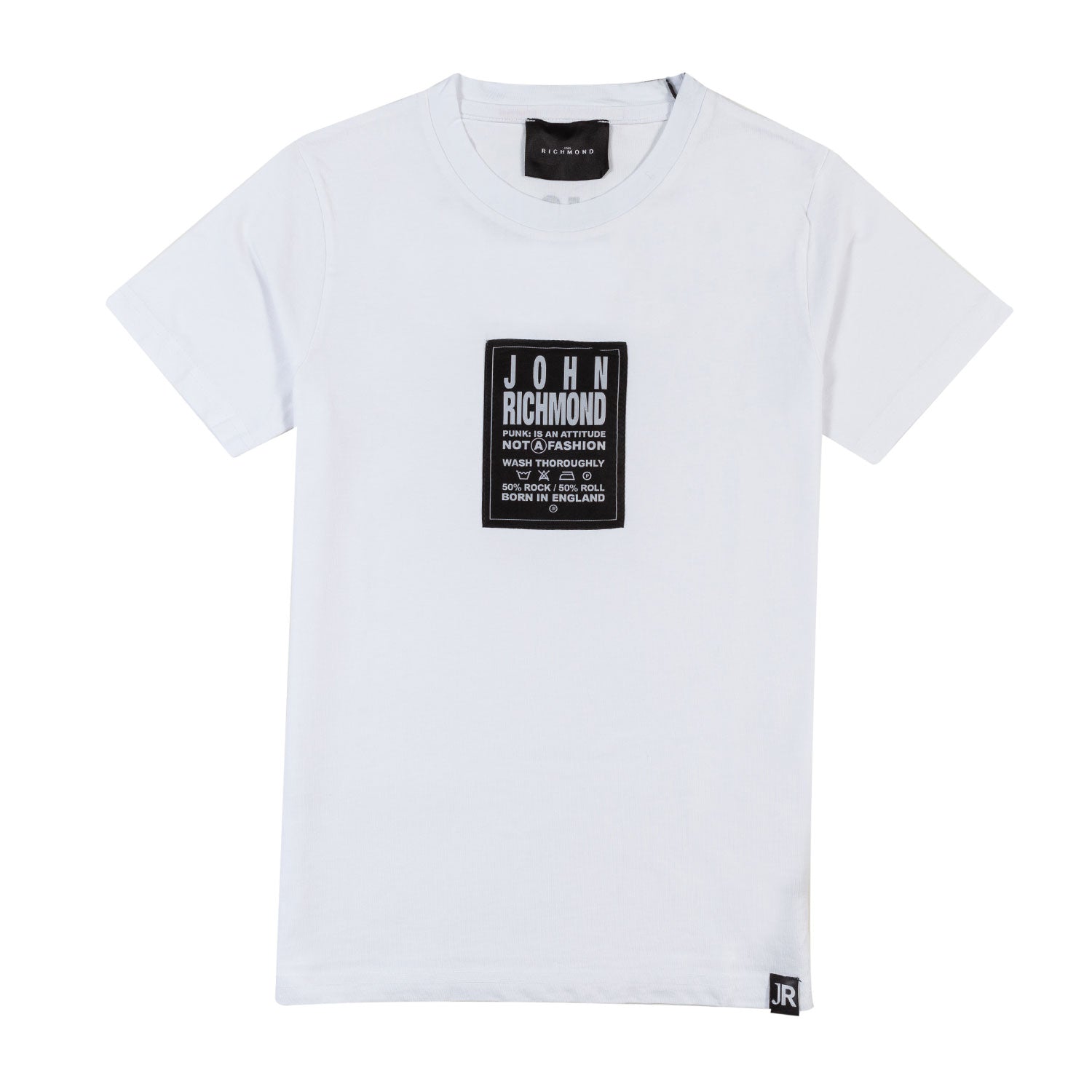 T-SHIRT BIANCA CON MAXI PATCH LOGO NERA - annameglio.com abbigliamento moda