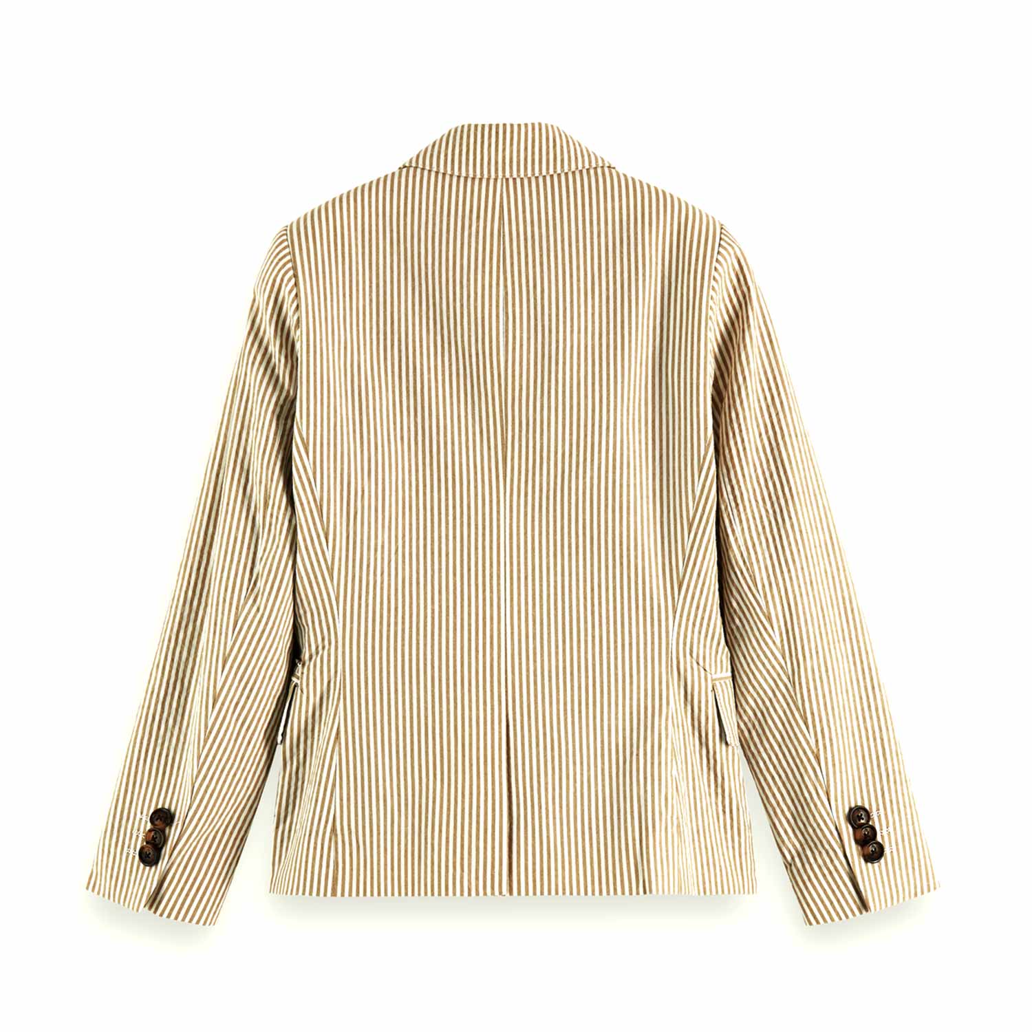 Blazer monopetto a righe bianco e sabbia - annameglio.com abbigliamento moda