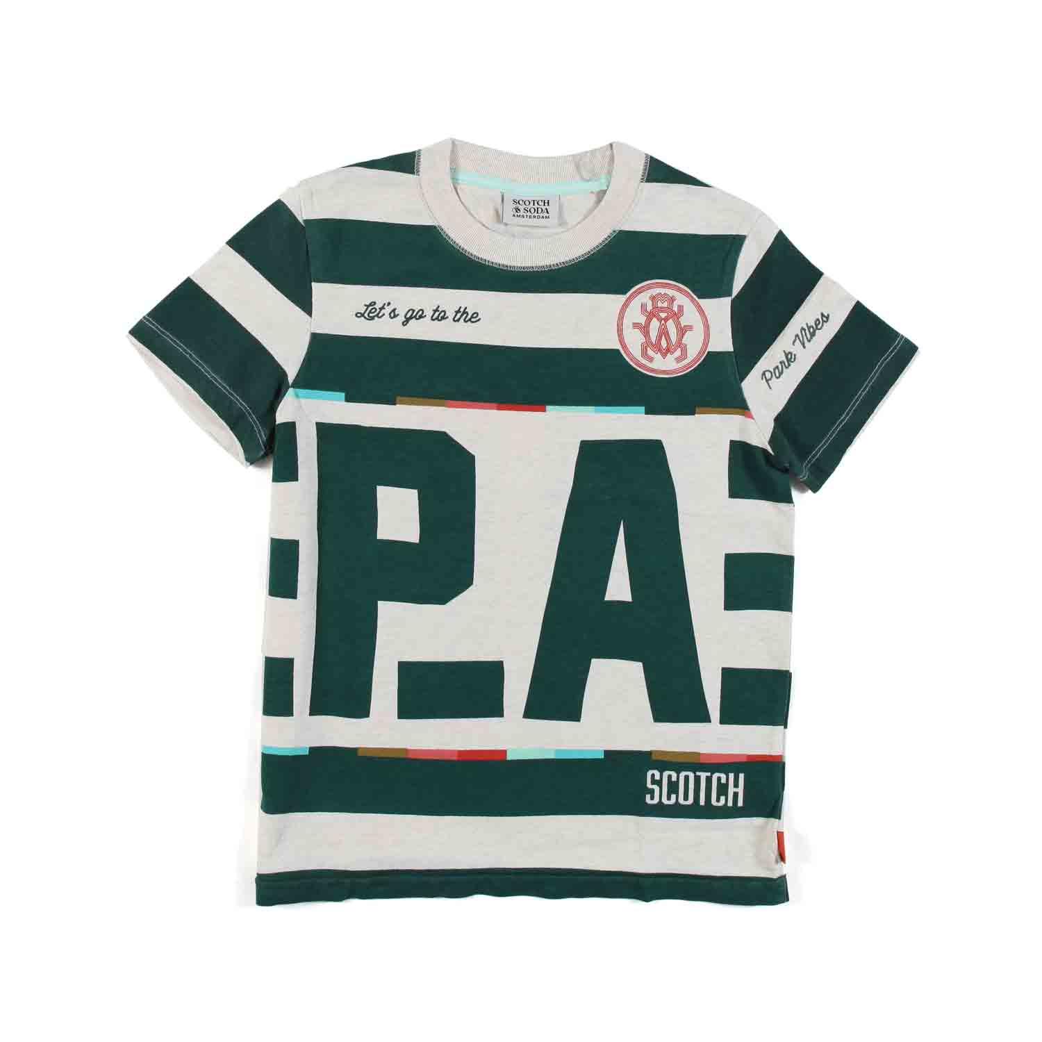 T-SHIRT BIANCA CON STRISCE VERDI BAMBINO E TEEN - annameglio.com abbigliamento moda