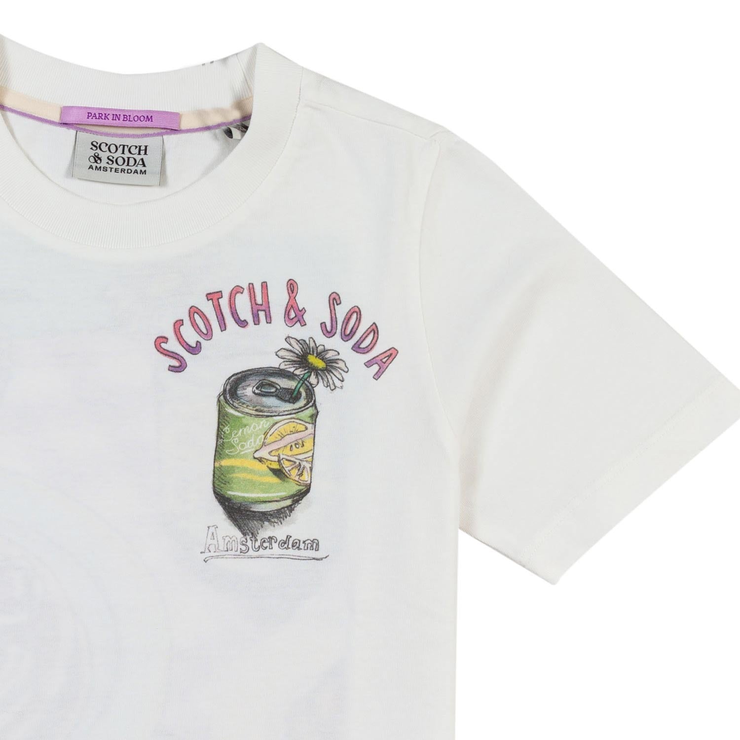 T-SHIRT BIANCA CON STAMPE VIOLA E MULTICOLOR - annameglio.com abbigliamento moda