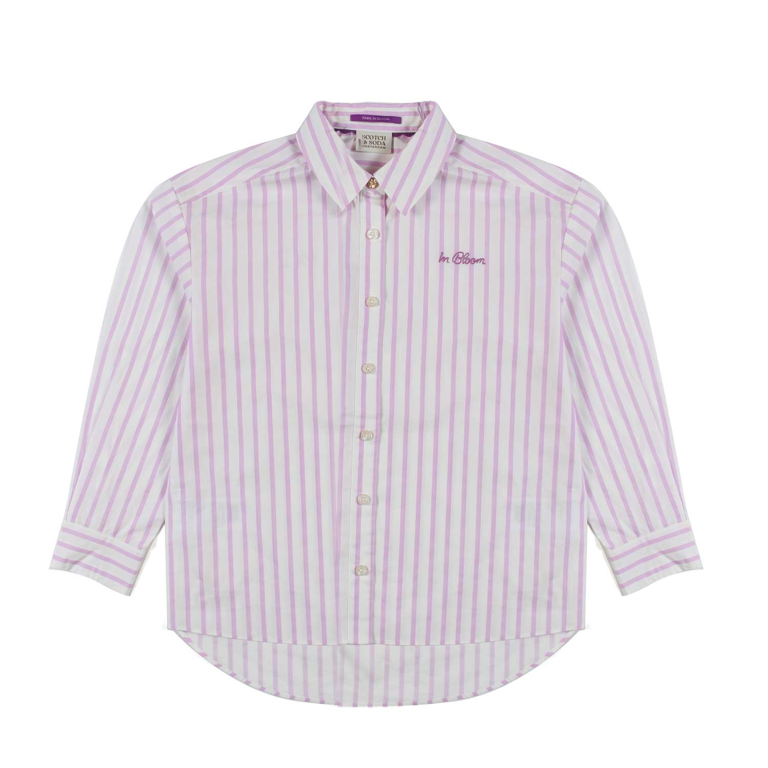 CAMICIA OVERSIZE BIANCA A RIGHE LILLA - annameglio.com abbigliamento moda