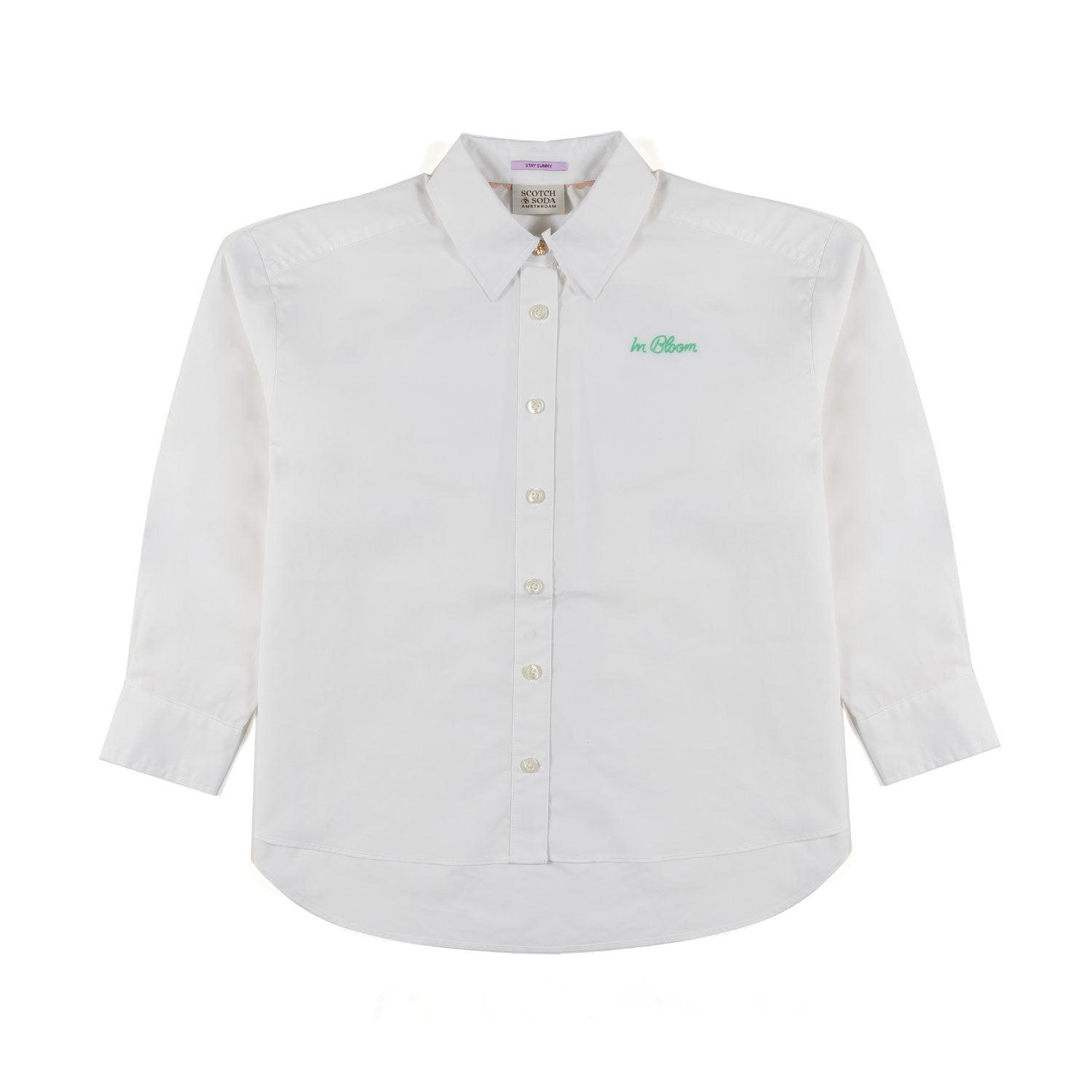 CAMICIA OVERSIZE BIANCA CON RICAMO VERDE - annameglio.com abbigliamento moda