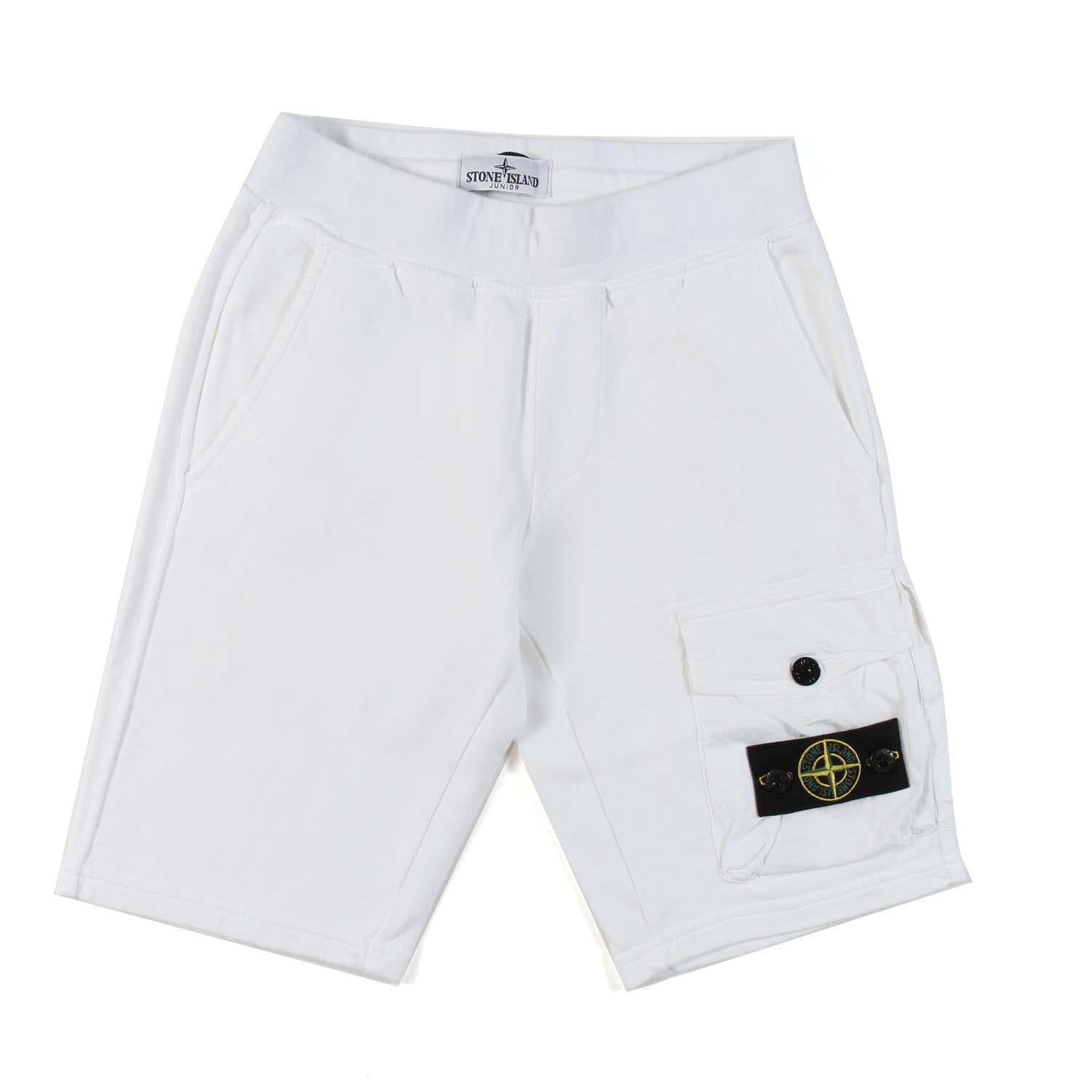 BERMUDA IN FELPA BIANCO CON PATCH LOGO COMPASS - annameglio.com abbigliamento moda