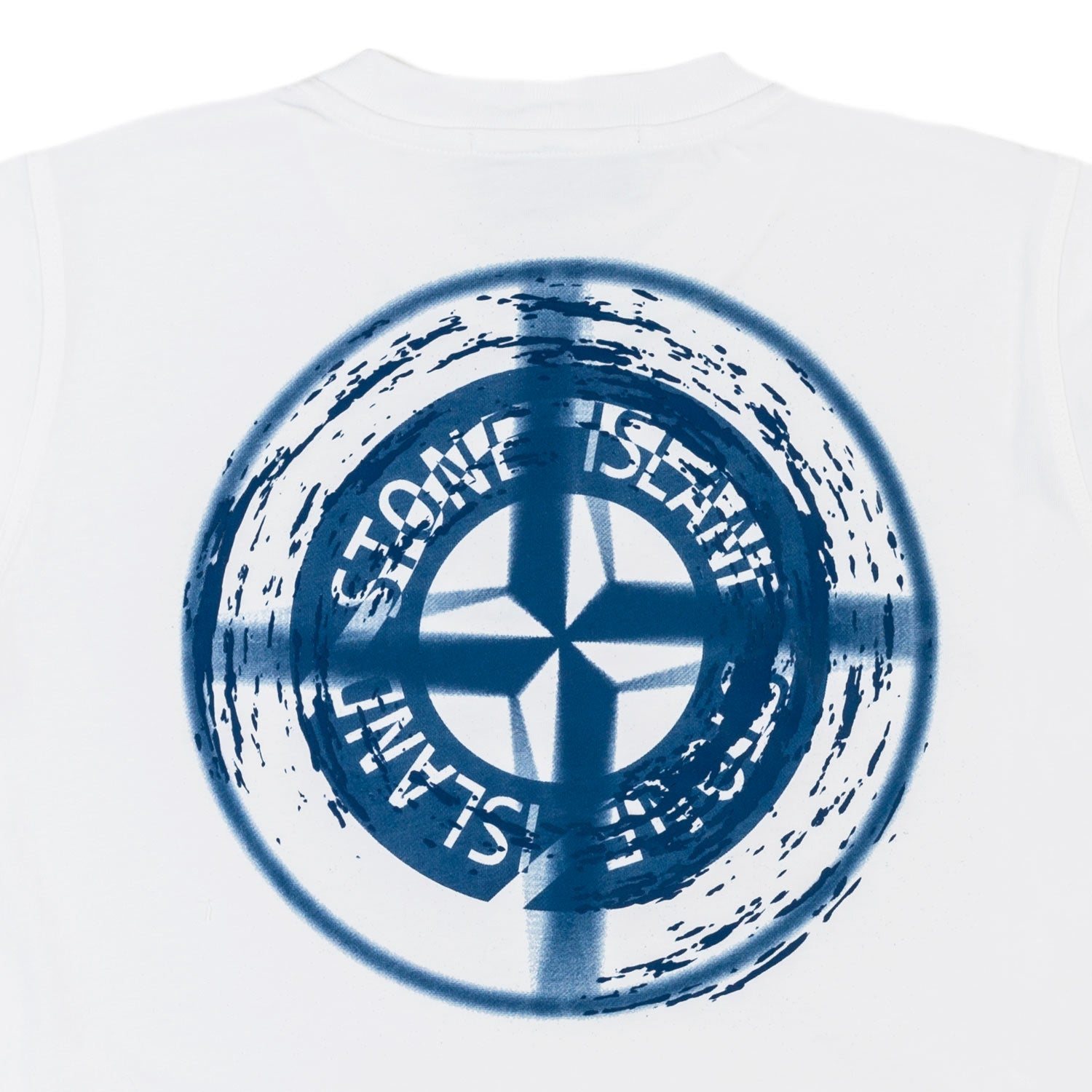 T-SHIRT BIANCA CON MAXI STAMPA COMPASS BLU - annameglio.com abbigliamento moda