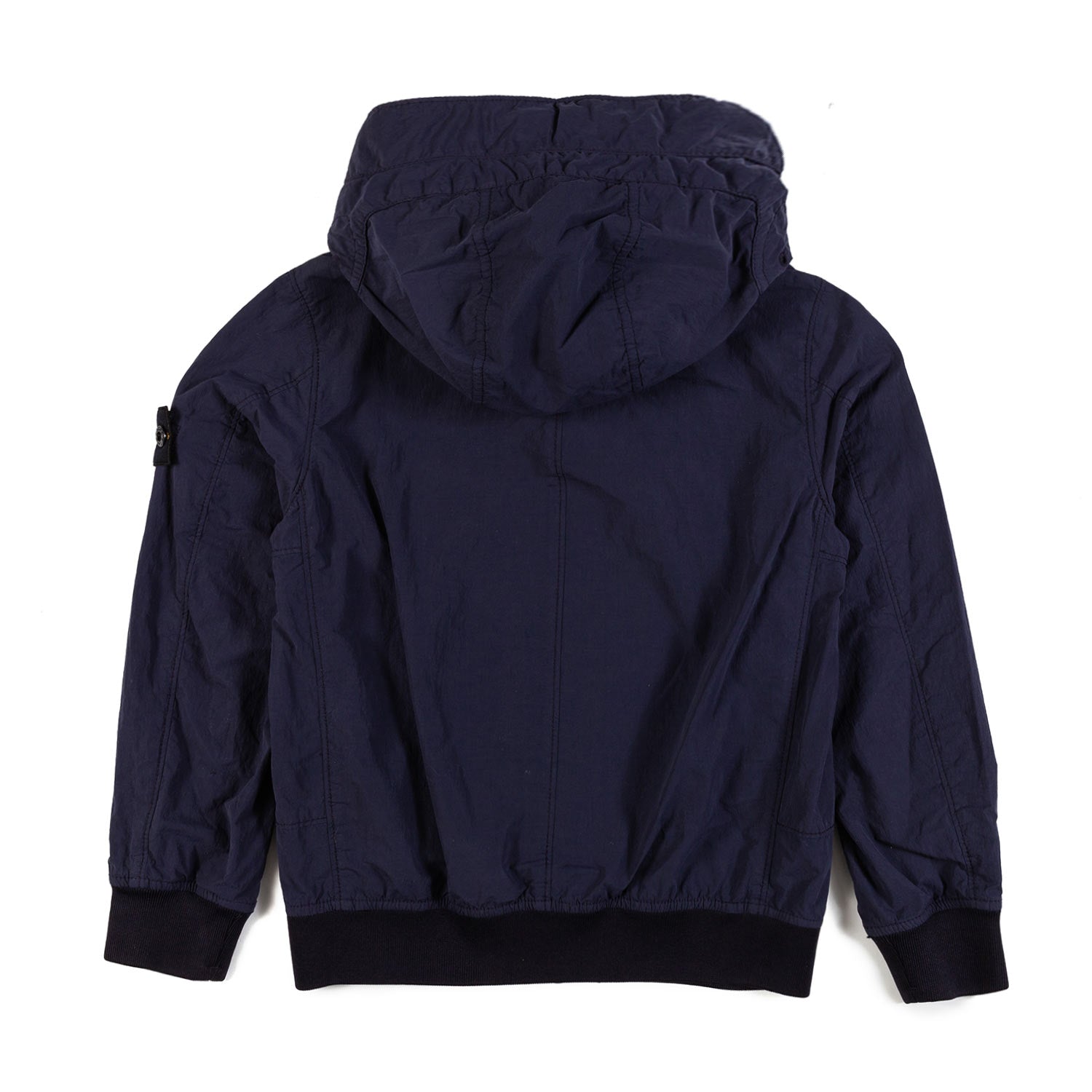 GIUBBINO CRINKLE BLU NAVY CON CAPPUCCIO - annameglio.com abbigliamento moda