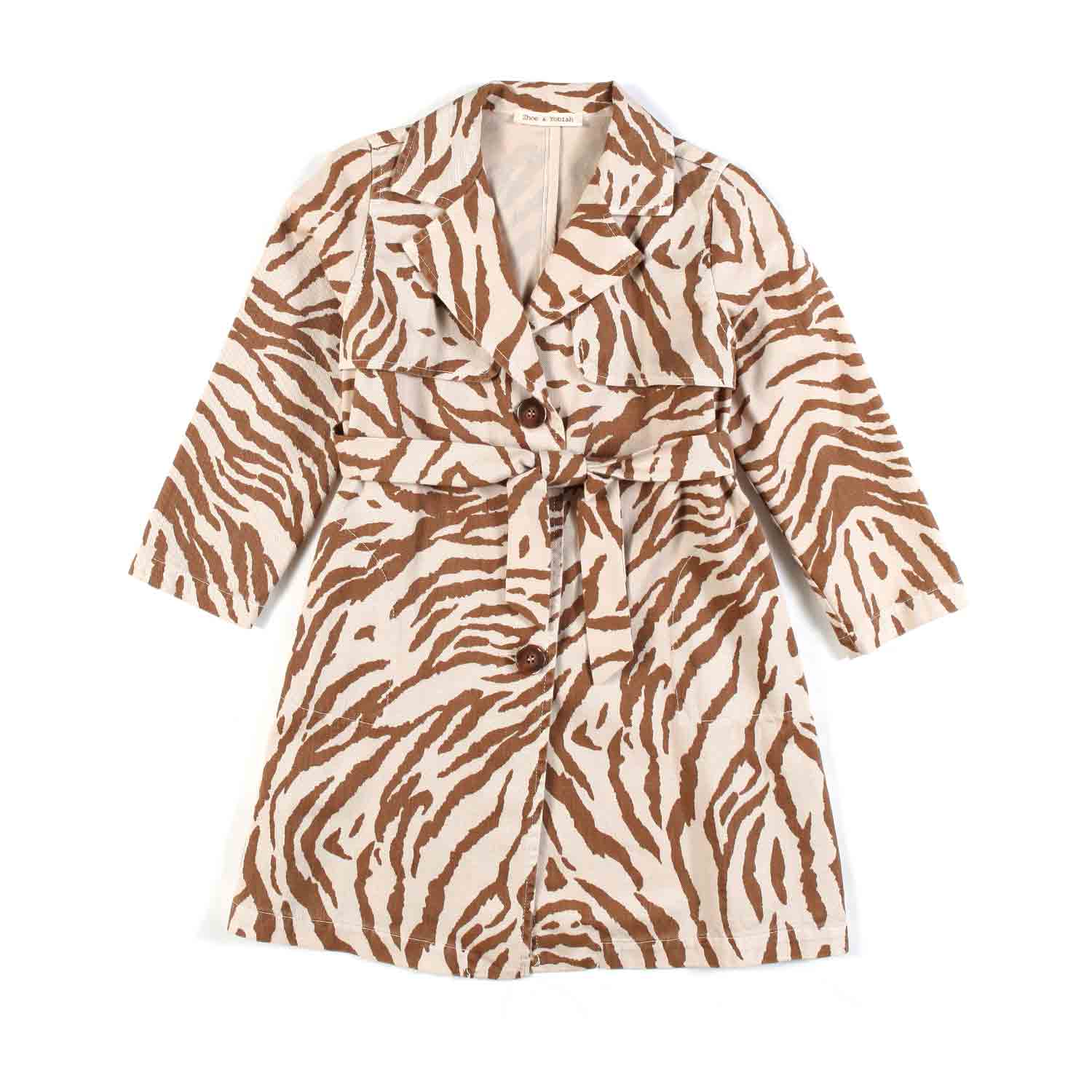 TRENCH COAT ANIMALIER MARRONE E SABBIA BAMBINA - annameglio.com abbigliamento moda
