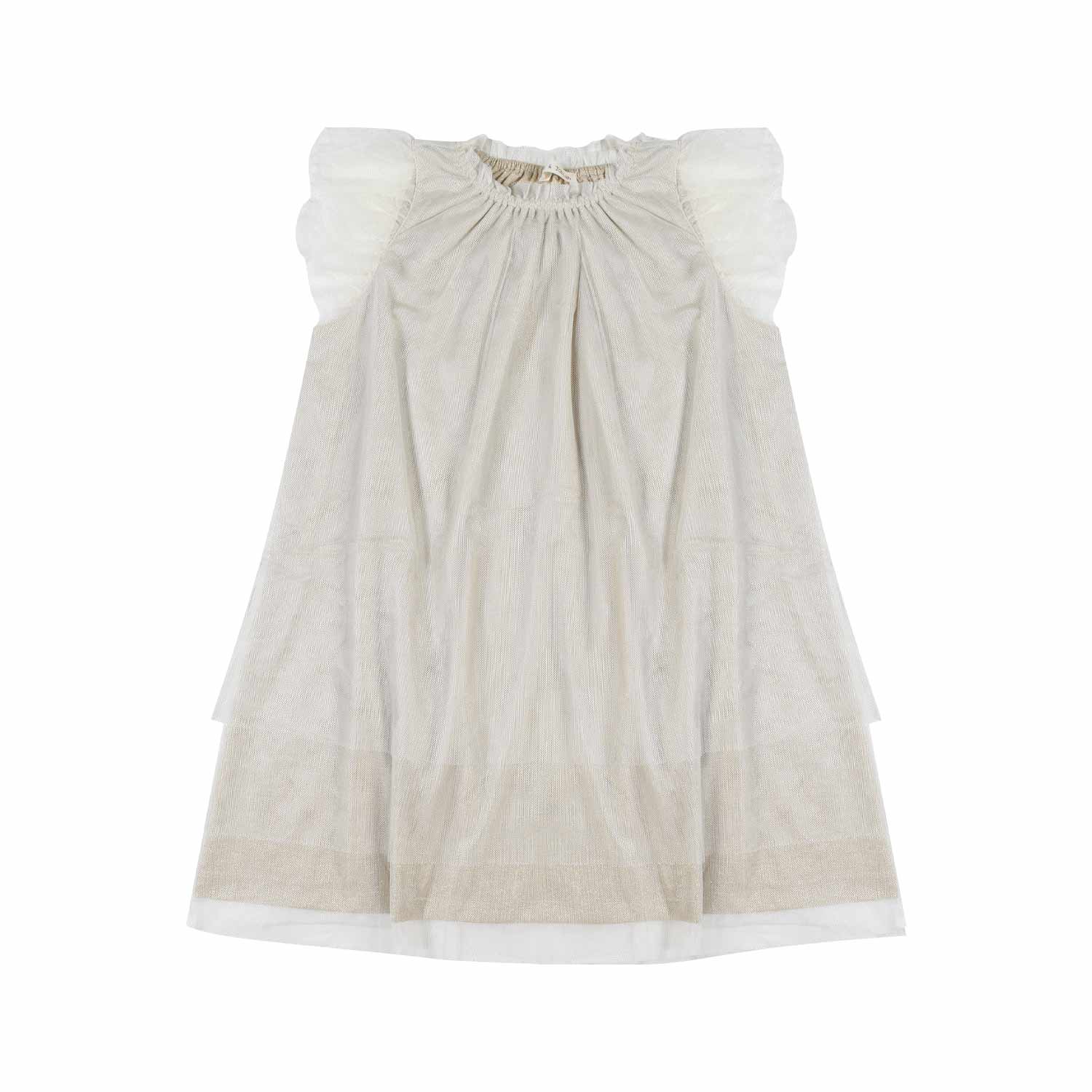 ABITO SABBIA CON TULLE ORO CHIARO BAMBINA - annameglio.com abbigliamento moda
