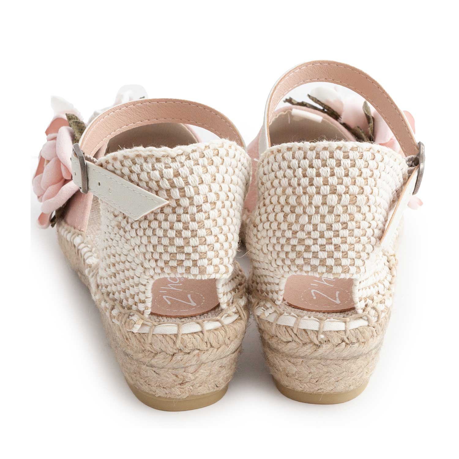 ESPADRILLAS ROSA ANTICO E BEIGE CON FIORI ROSA - annameglio.com abbigliamento moda