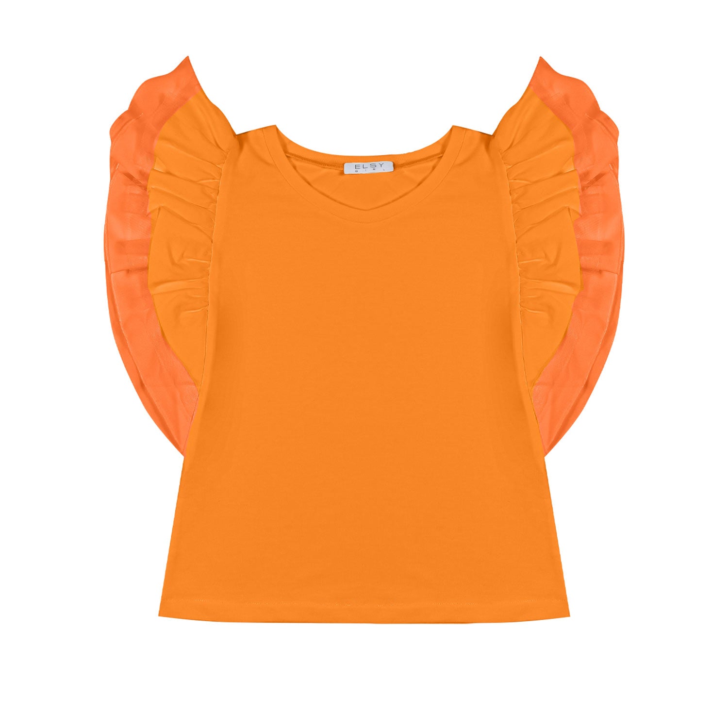 TOP ARANCIONE CON VOLANTS BAMBINA E TEENAGER - annameglio.com abbigliamento moda
