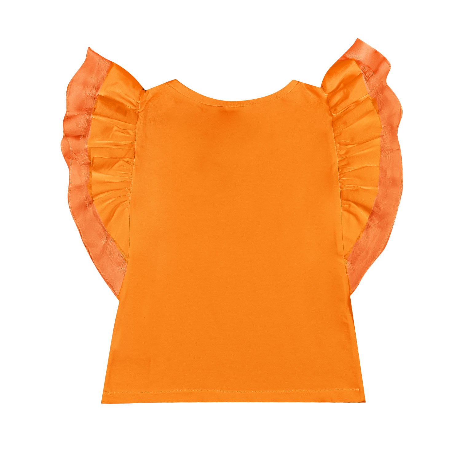 TOP ARANCIONE CON VOLANTS BAMBINA E TEENAGER - annameglio.com abbigliamento moda