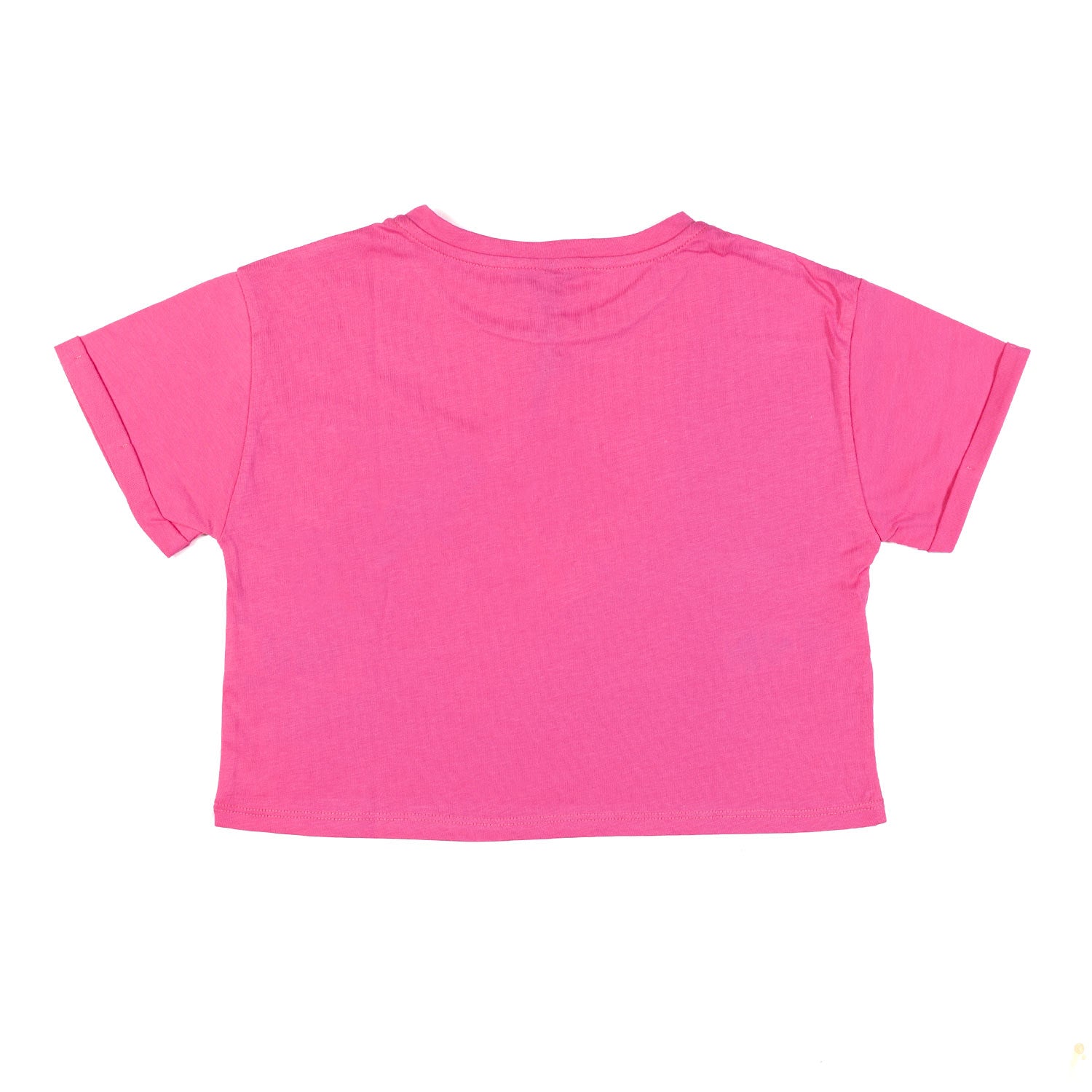 T-SHIRT CROPPED FUCSIA CON LOGO BIANCO GLITTER - annameglio.com abbigliamento moda