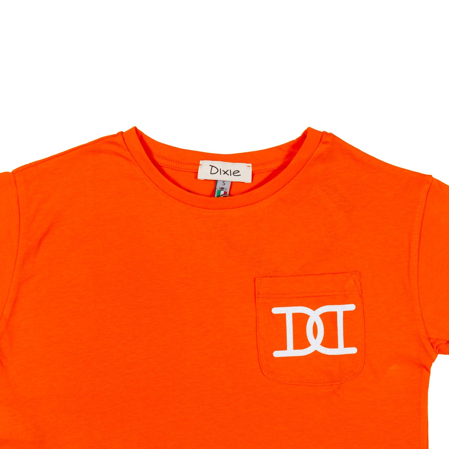 T-SHIRT CROPPED ARANCIONE CON LOGO BIANCO GLITTER - annameglio.com abbigliamento moda