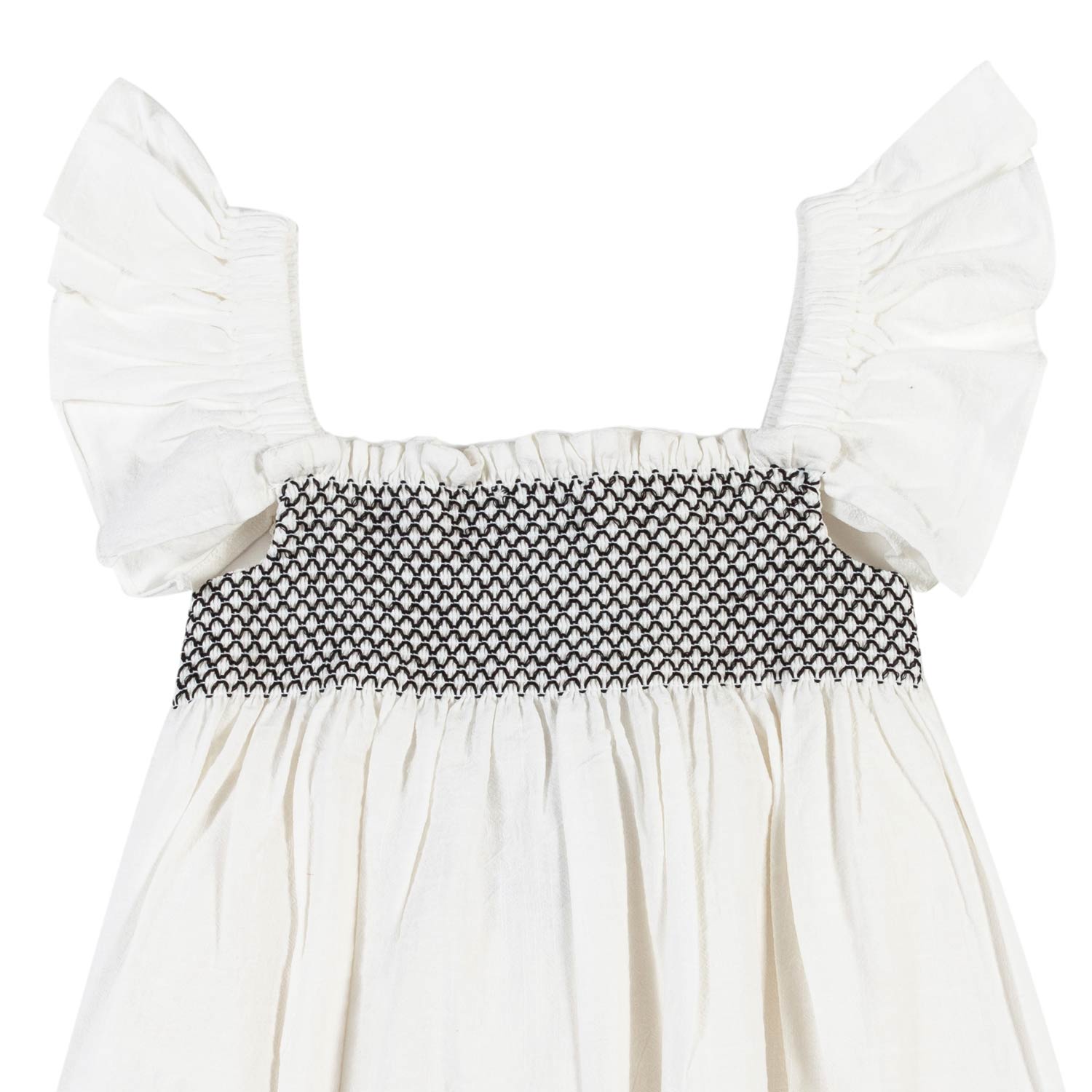 ABITO MALTA BIANCO CON PUNTO SMOCK BLU BAMBINA - annameglio.com abbigliamento moda