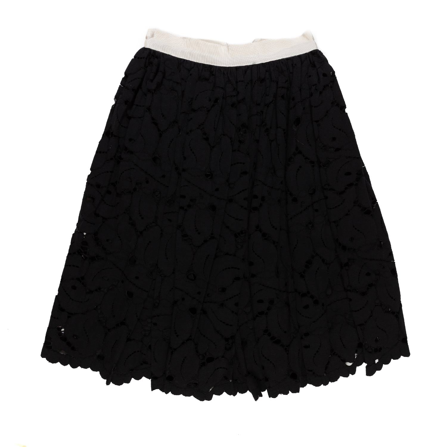 GONNA PIZZO RICAMATO NERA E PANNA - annameglio.com abbigliamento moda