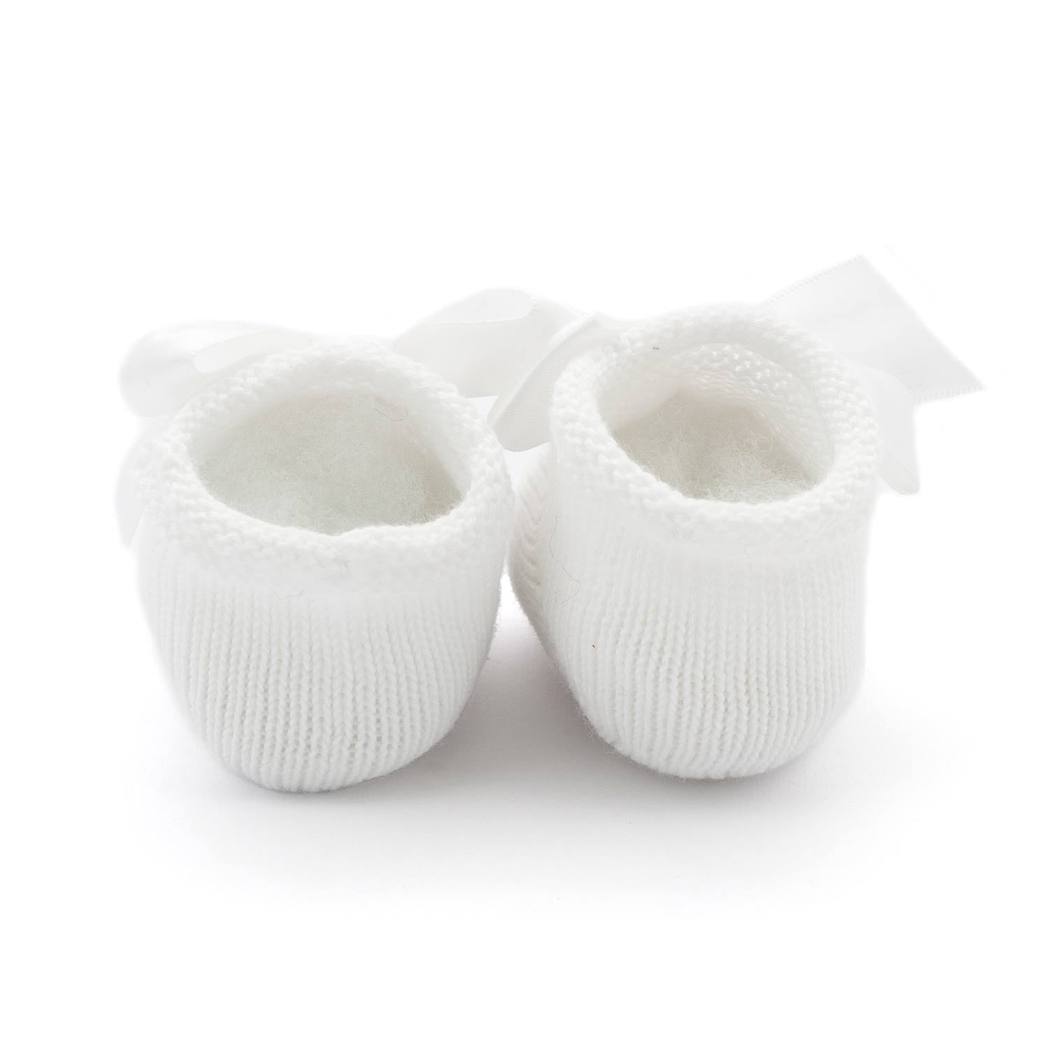 BABBUCCE NASCITA IN TRICOT BIANCHE NEONATA - annameglio.com abbigliamento moda