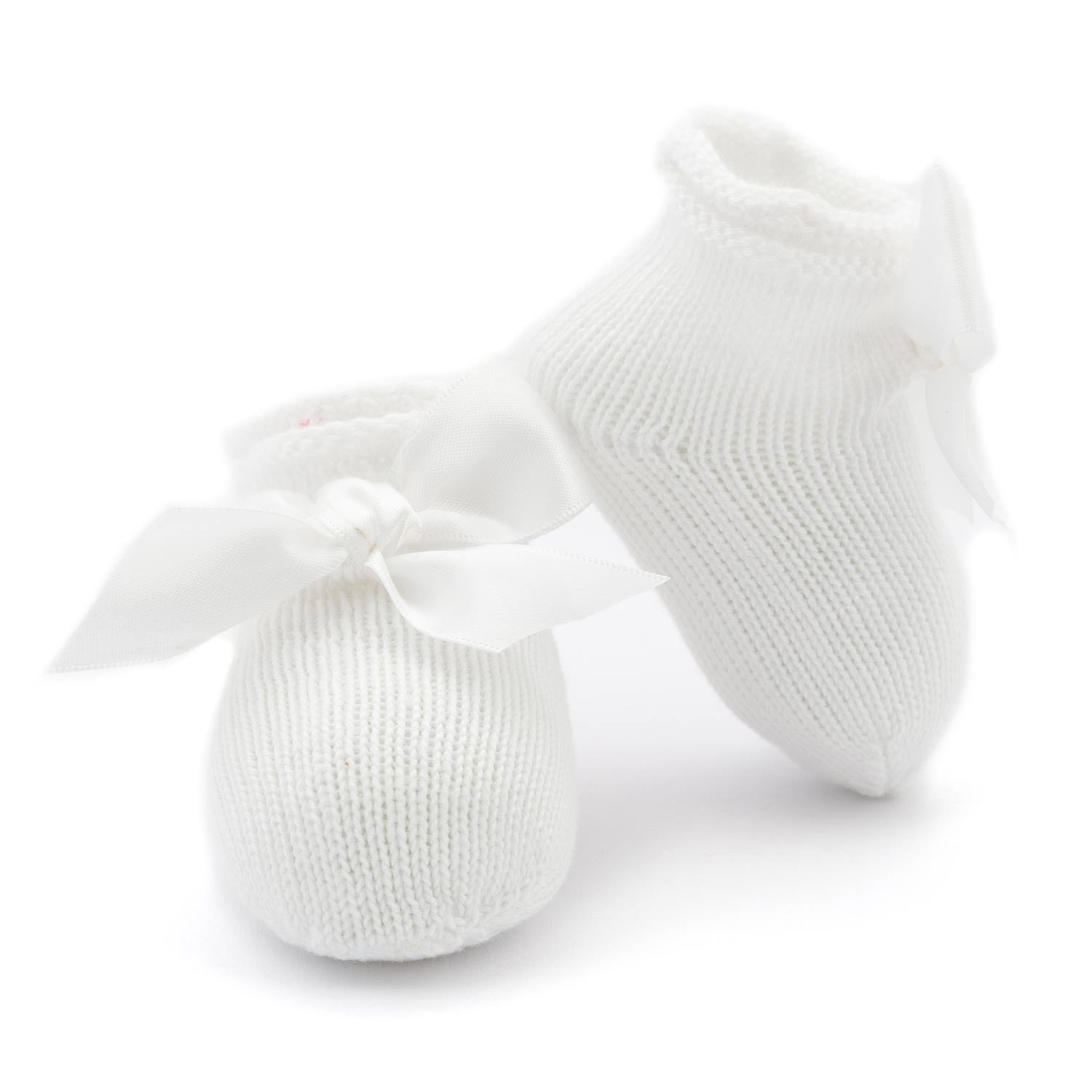BABBUCCE NASCITA IN TRICOT BIANCHE NEONATA - annameglio.com abbigliamento moda