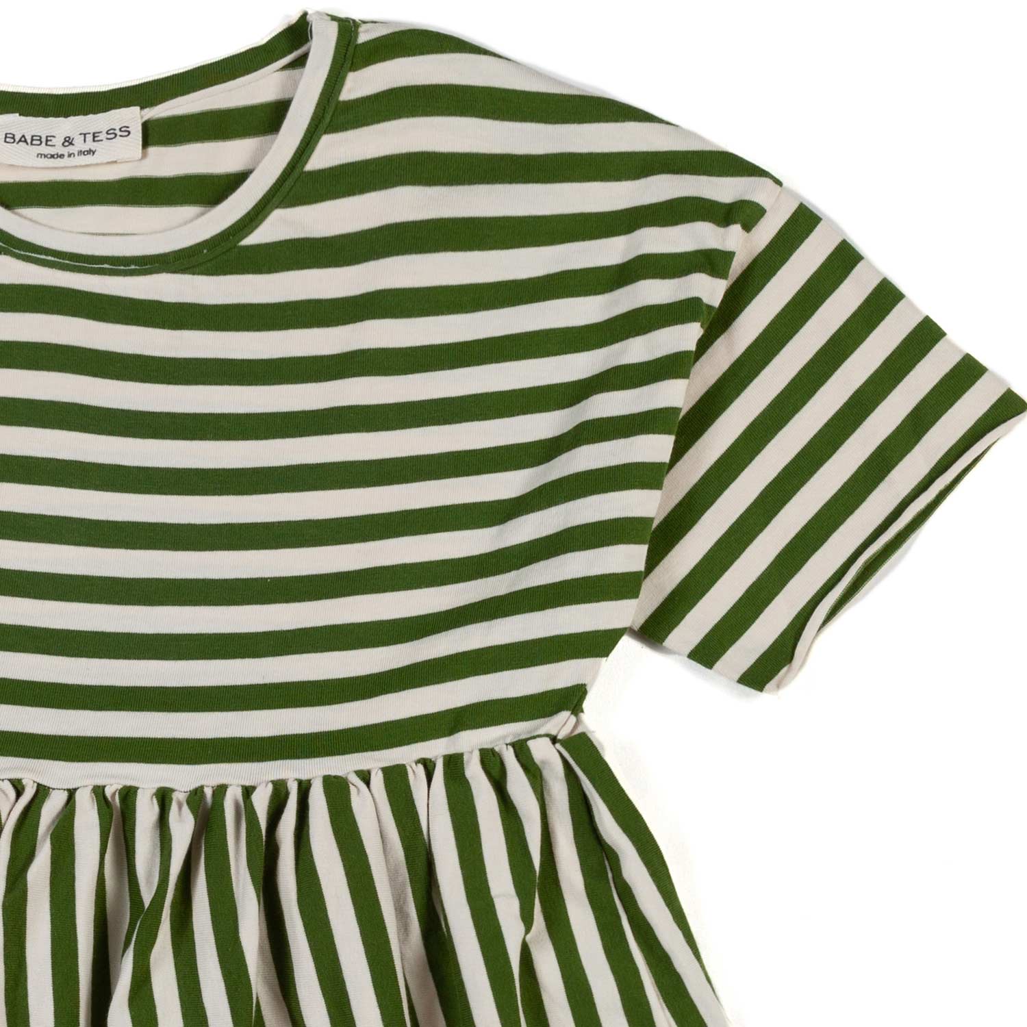 ABITO PANNA E VERDE A RIGHE BIMBA E BAMBINA - annameglio.com abbigliamento moda