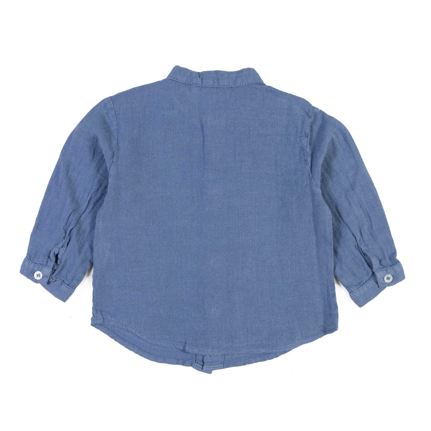 CAMICIA COREANA LINO BLU POLVERE BIMBO E BAMBINO - annameglio.com abbigliamento moda