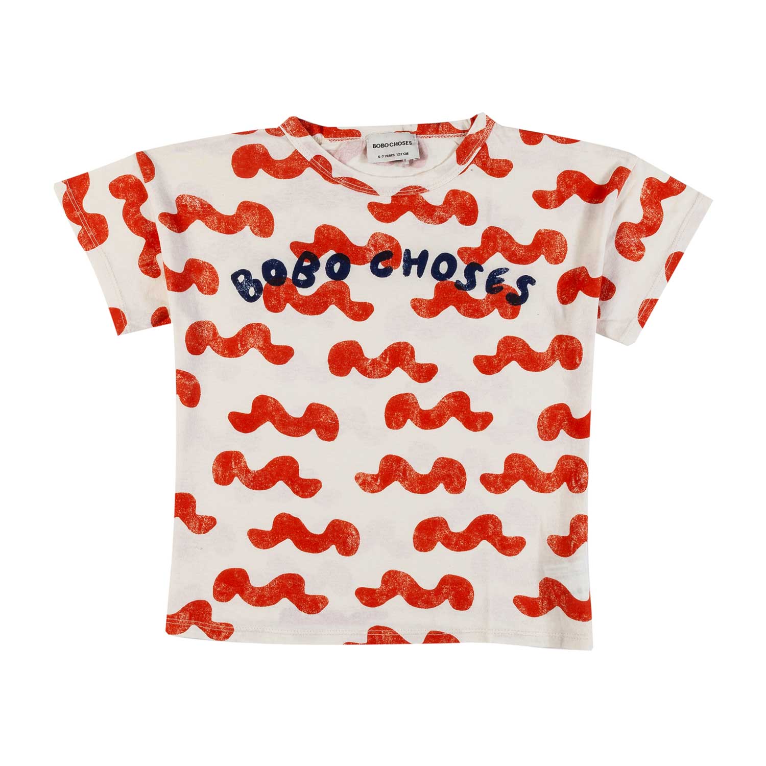 T-SHIRT UNISEX BIANCO PANNA CON ONDE ROSSE - annameglio.com abbigliamento moda