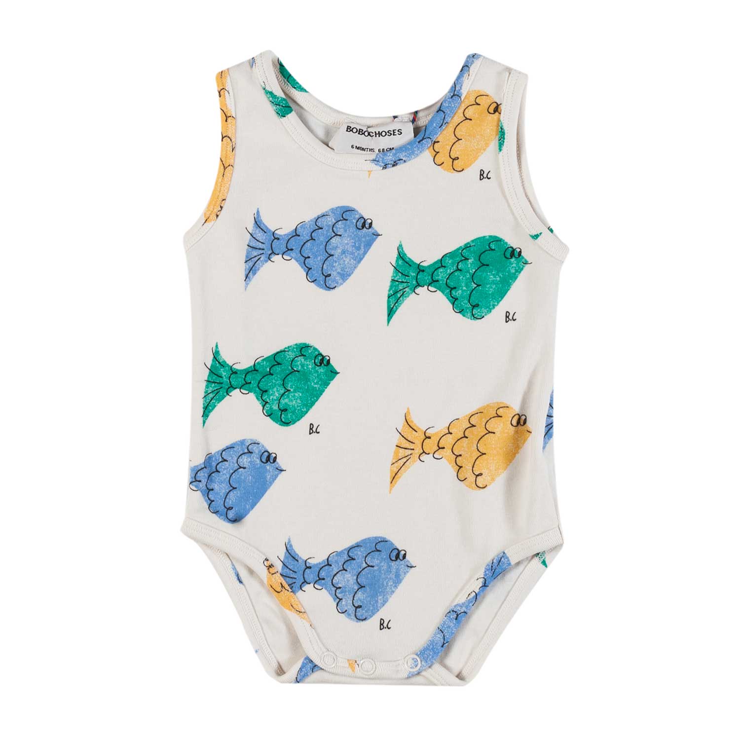 MINI BODY UNISEX BIANCO CON PESCI MULTICOLOR - annameglio.com abbigliamento moda