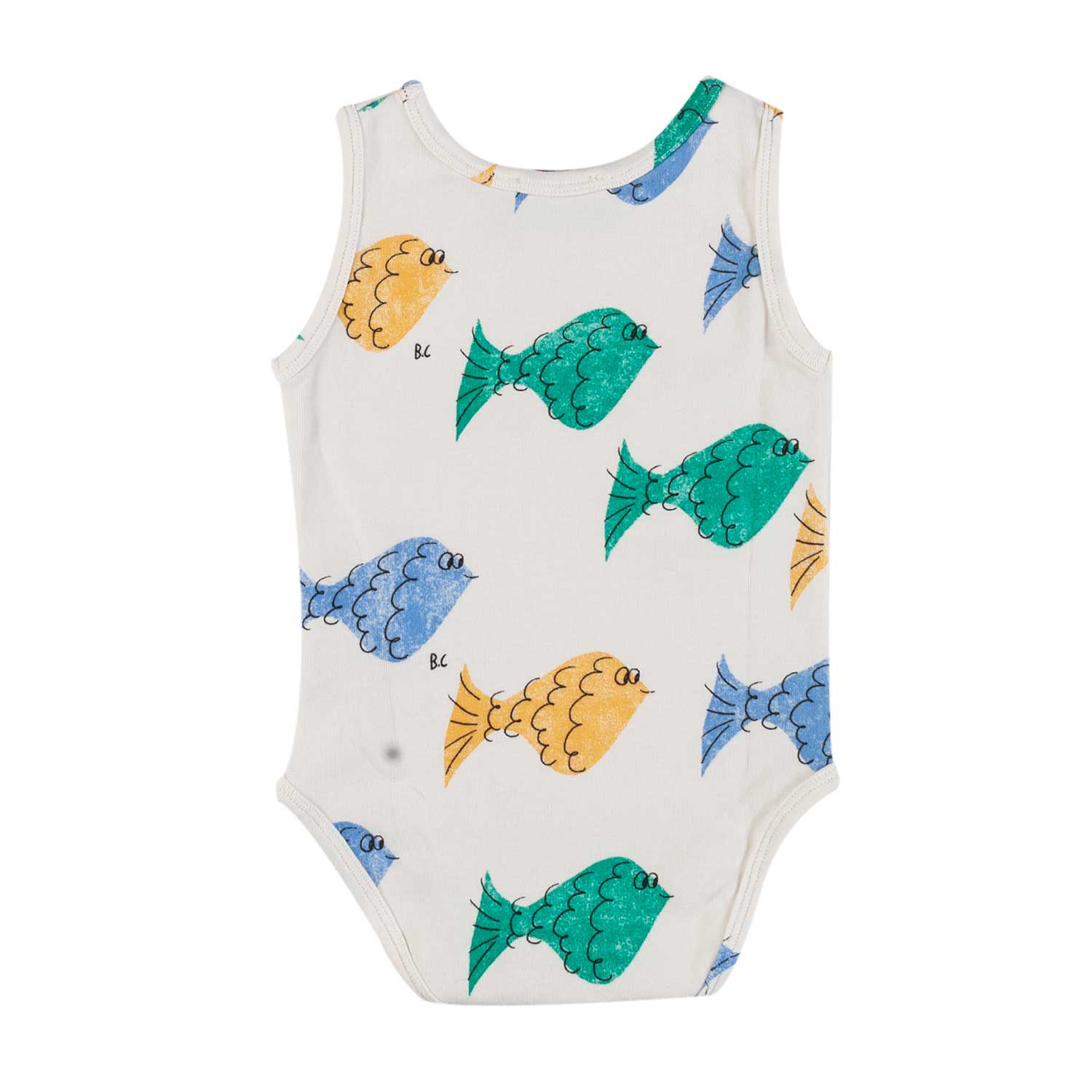 MINI BODY UNISEX BIANCO CON PESCI MULTICOLOR - annameglio.com abbigliamento moda